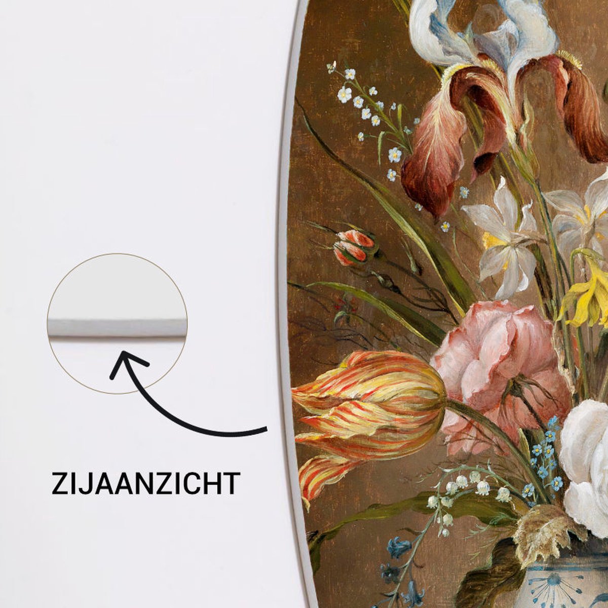 Wall Circle Still Life With Flowers Balthasar van der Ast | ⌀ 80 cm | Wall decoration | Indoor Wall Circle | Forex | Round Paintings
