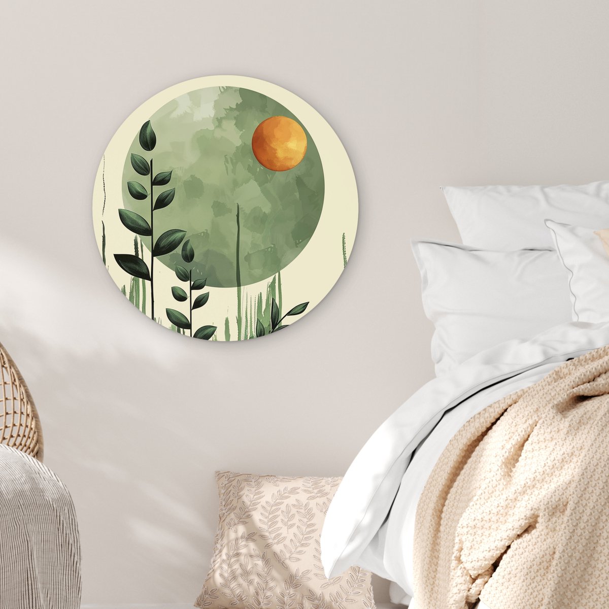 WallCircle® Wandcirkel 60x60 cm - Muurcirkel Abstract - Natuur - Kunst - Zon - Modern - Muurdecoratie woonkamer - Wanddecoratie slaapkamer - Kamerdecoratie accessoires - Ronde schilderijen - Woonaccessoires binnen cirkel