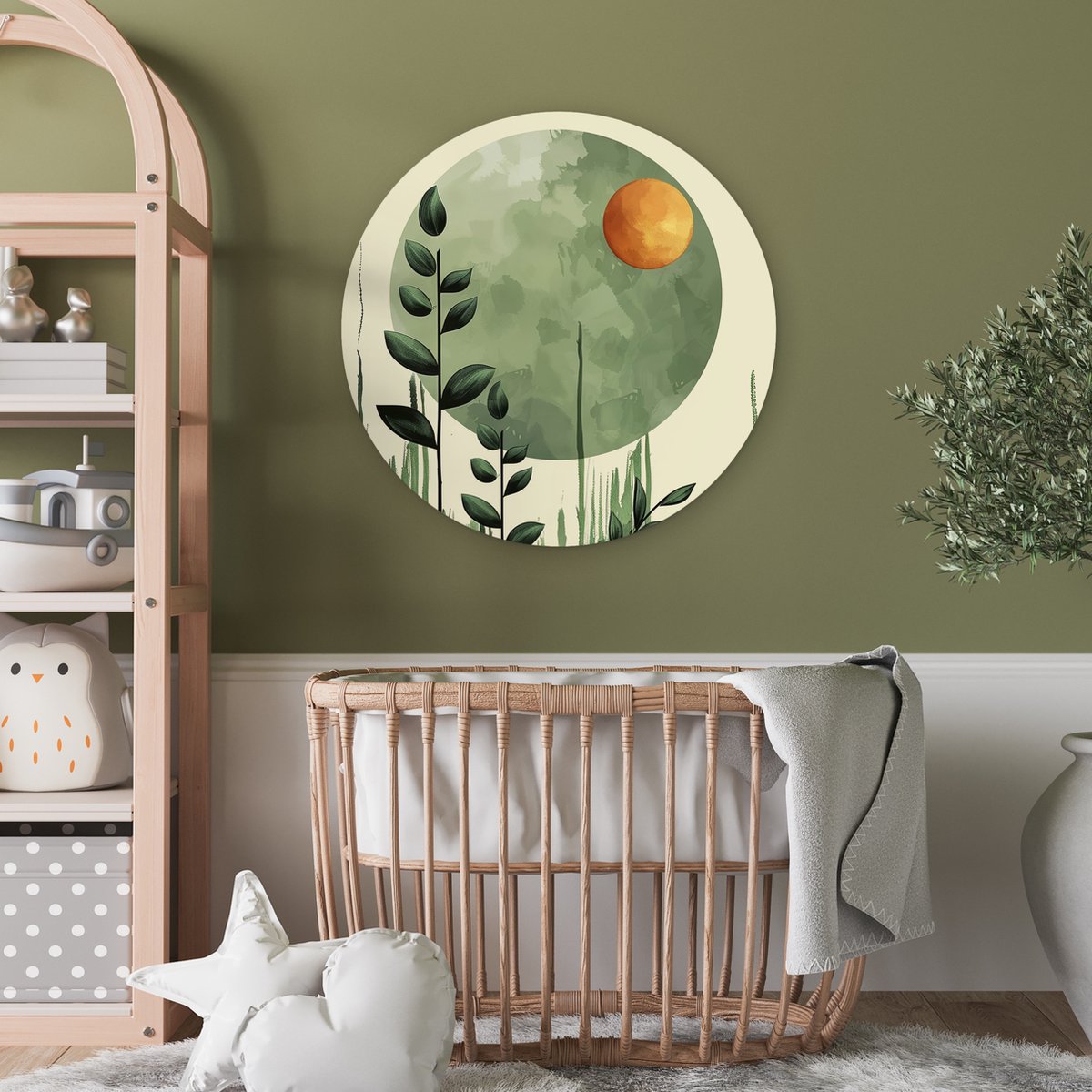 WallCircle® Wandcirkel 60x60 cm - Muurcirkel Abstract - Natuur - Kunst - Zon - Modern - Muurdecoratie woonkamer - Wanddecoratie slaapkamer - Kamerdecoratie accessoires - Ronde schilderijen - Woonaccessoires binnen cirkel