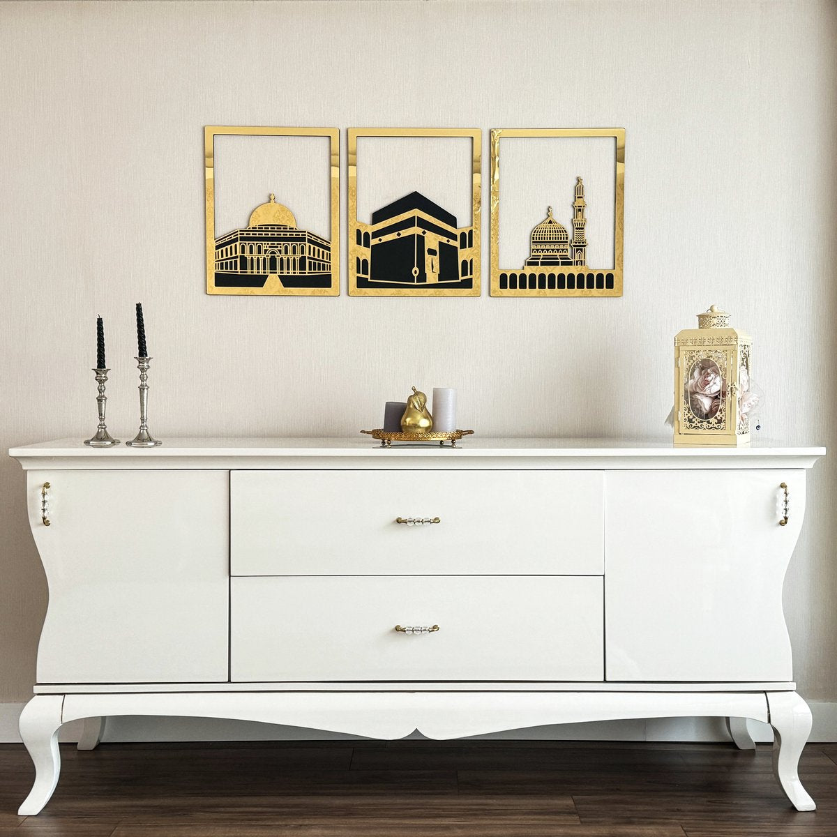 Set van Masjid Al Aqsa, Masjid Al-Haram & Masjid An-Nabawi - Islamitische Wanddecoratie - Ramadan Decoratie - Ramadan Versiering - Ramadan Cadeau