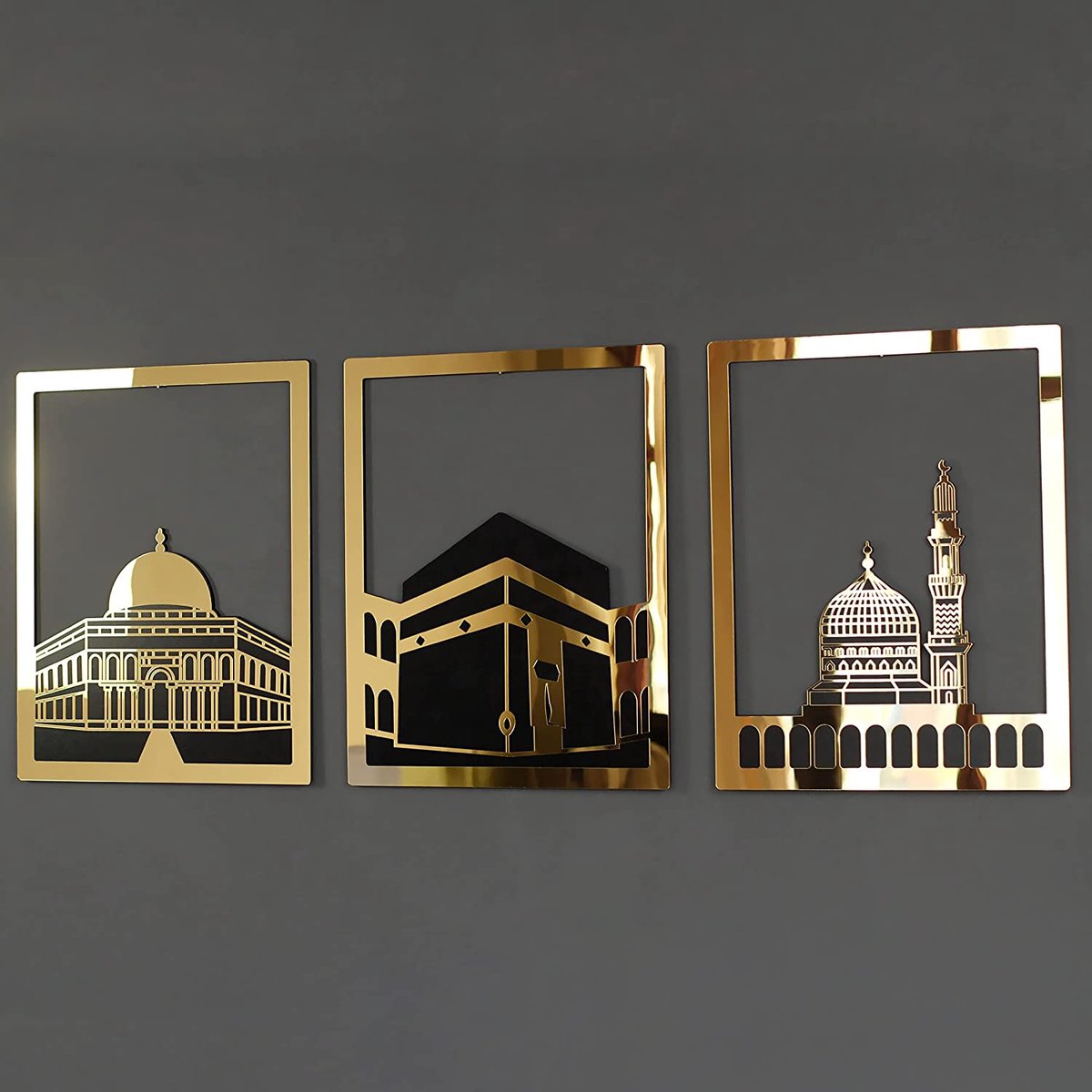 Set van Masjid Al Aqsa, Masjid Al-Haram & Masjid An-Nabawi - Islamitische Wanddecoratie - Ramadan Decoratie - Ramadan Versiering - Ramadan Cadeau