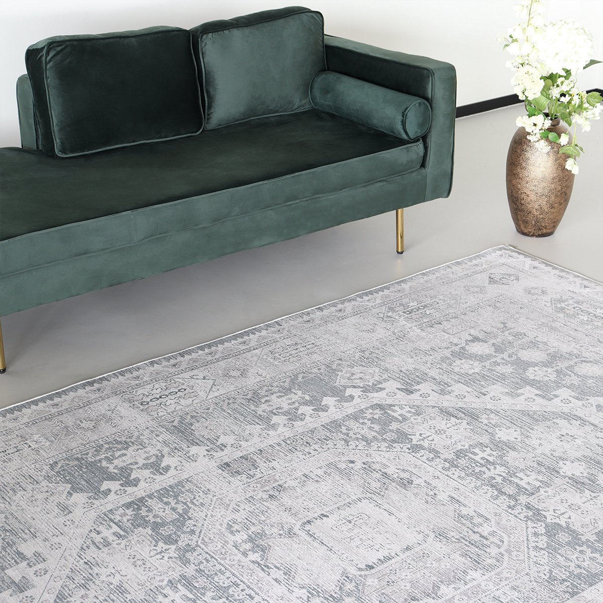 Vloerkleed vintage 200x300cm wit grijs Perzisch oosters tapijt