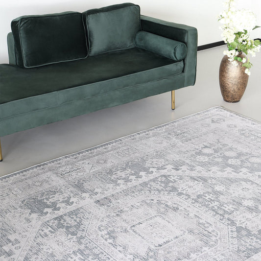 Vloerkleed vintage 200x300cm wit grijs Perzisch oosters tapijt