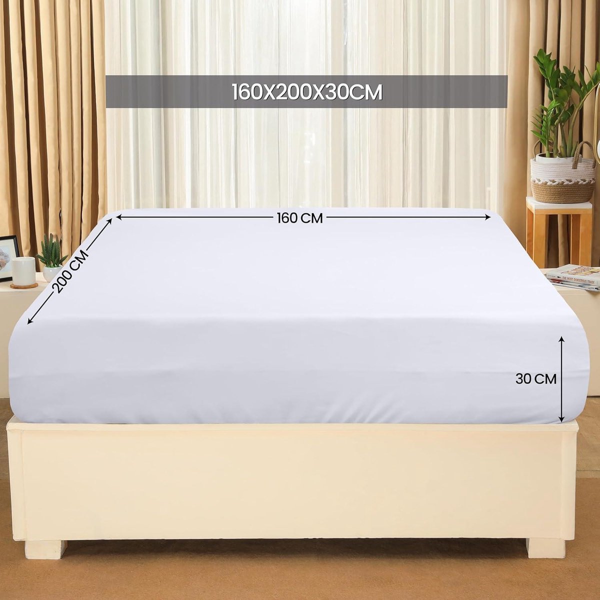 Hoeslaken 160x200 tot 30 cm Matrashoogte Wit Zachte Geborstelde Microvezel Stof Krimp en Vervaagt Bestendig Eenvoudig Onderhoud - HTML Content Needed hoeslaken