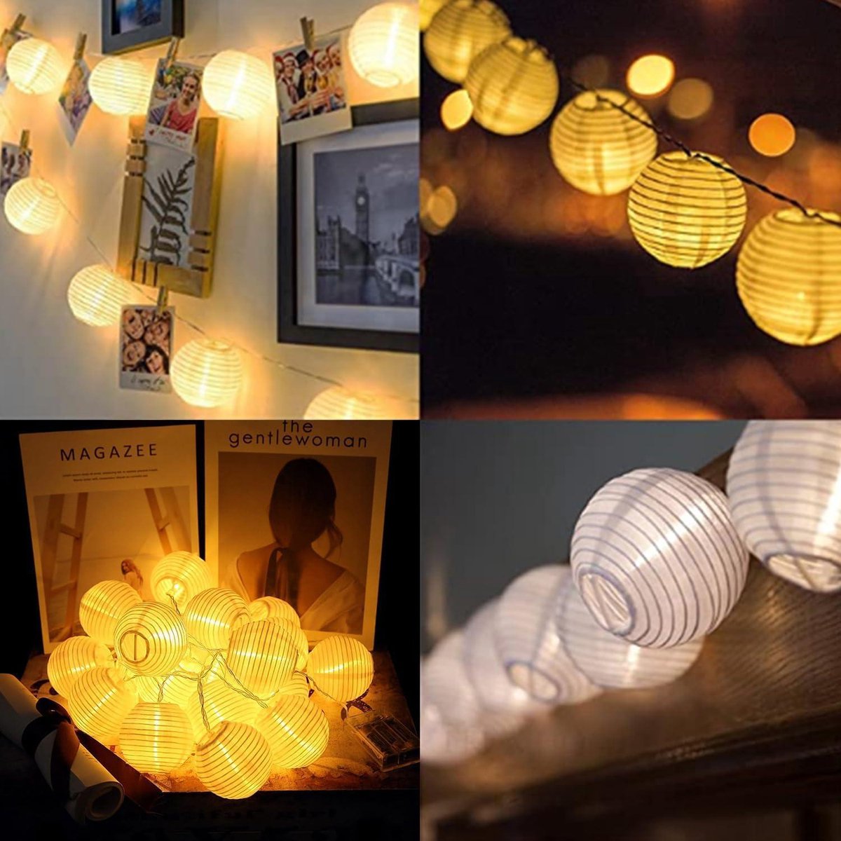 Batterij lampion lichtslinger warmwit 20 leds lantaarns voor buiten 6 m - lichtslinger voor binnen - balkon lichtslinger lampionnen buiten weerbestendig - balkondecoratie - geen