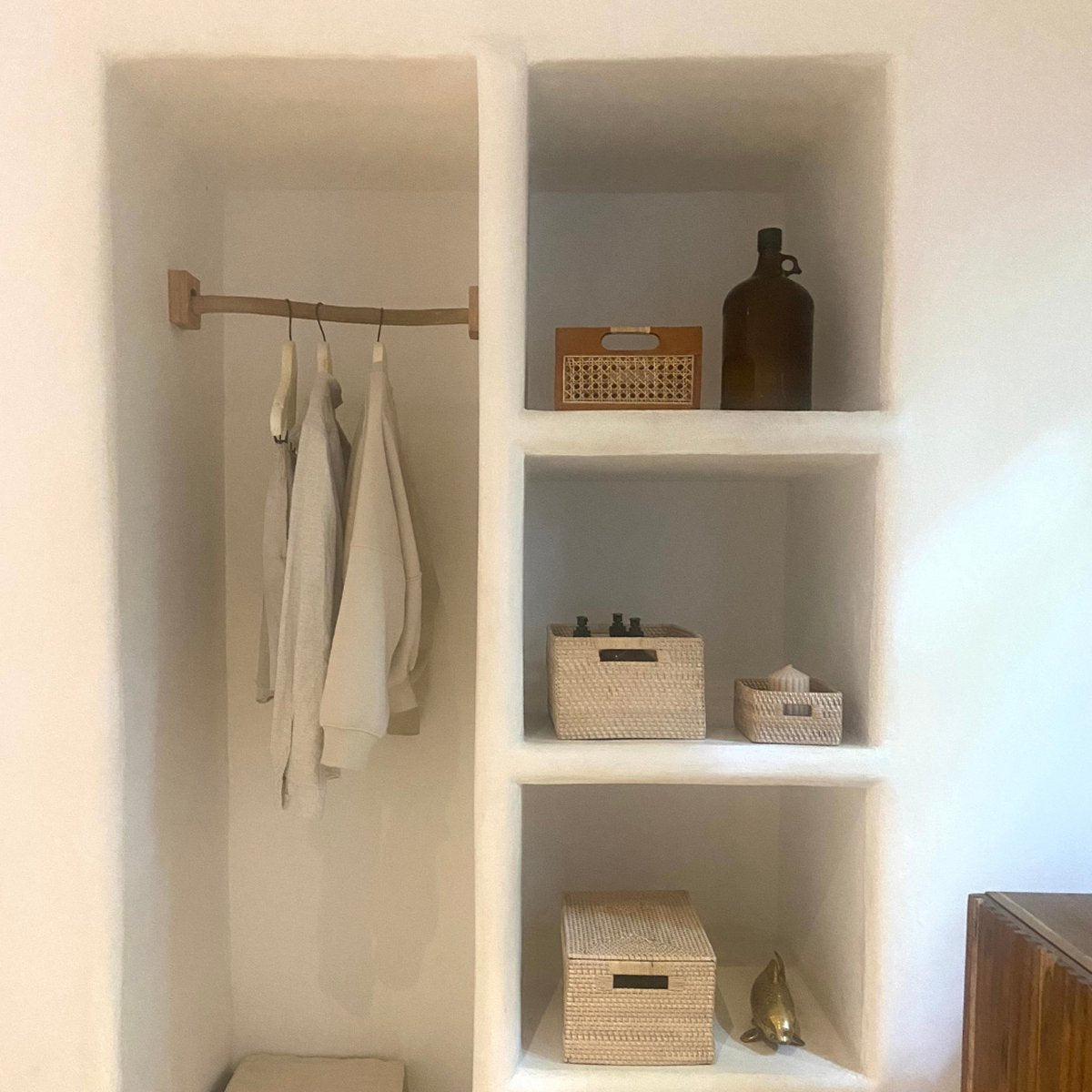 Rotan opbergmand whitewash met deksel - opbergdoos - opbergbox - 35 cm x 25 cm x 16 cm