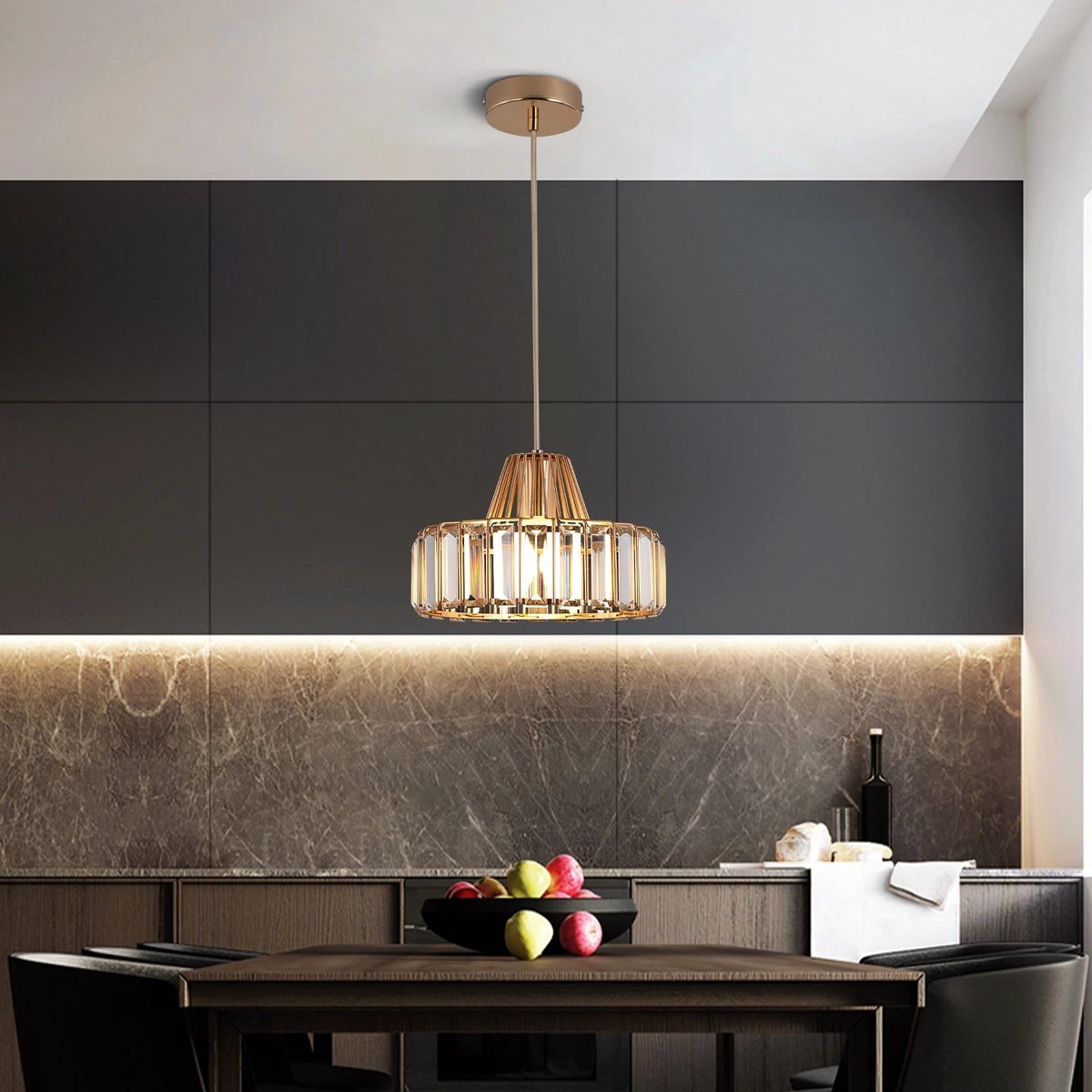 RM Store® - Luxe Kristallen Hanglamp - Eettafellamp - Hangende Plafondlamp - Woonkamerlamp - Scandinavische Moderne Lamp - Goud