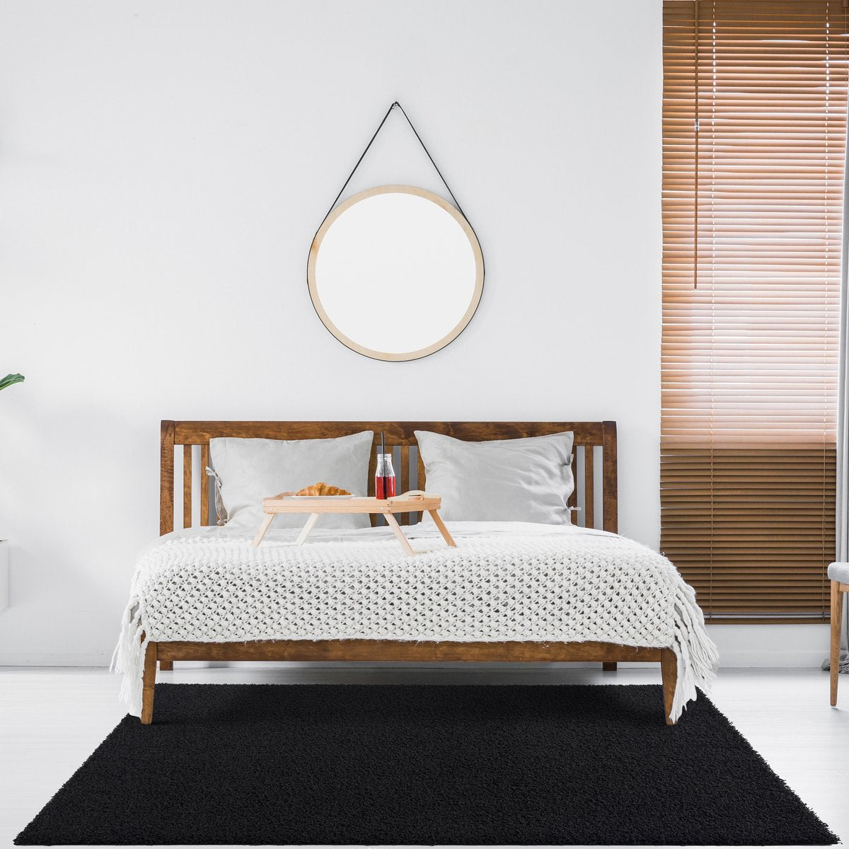 Loca Shaggy Vloerkleed Zwart - 120x170 CM - Hoogpolig Vloerkleed - Tapijt Woonkamer, Slaapkamer