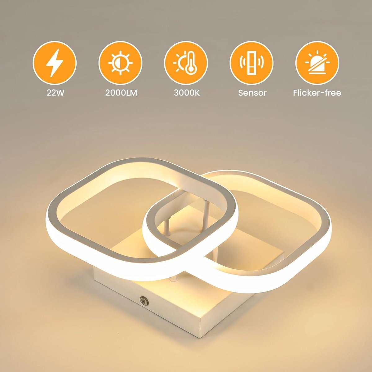 LED Plafondlamp - Wit Metaal - Bewegingssensor - Moderne Stijl - 3000K Warm Wit Licht - Slaapkamer Woonkamer Hal Keuken