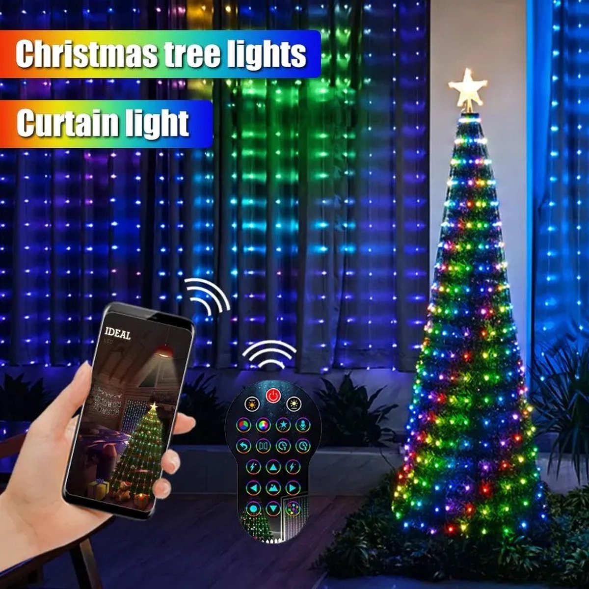 Slim Lichtgordijn - LED Gordijn - 400 Leds - Slimme App Gordijnverlichting - Led Lichtsnoer - IP65 Waterdicht - Programmeerbaar Patroon En Tekst - 2x2 Meter - Kerst Bruiloft Slaapkamer Decor