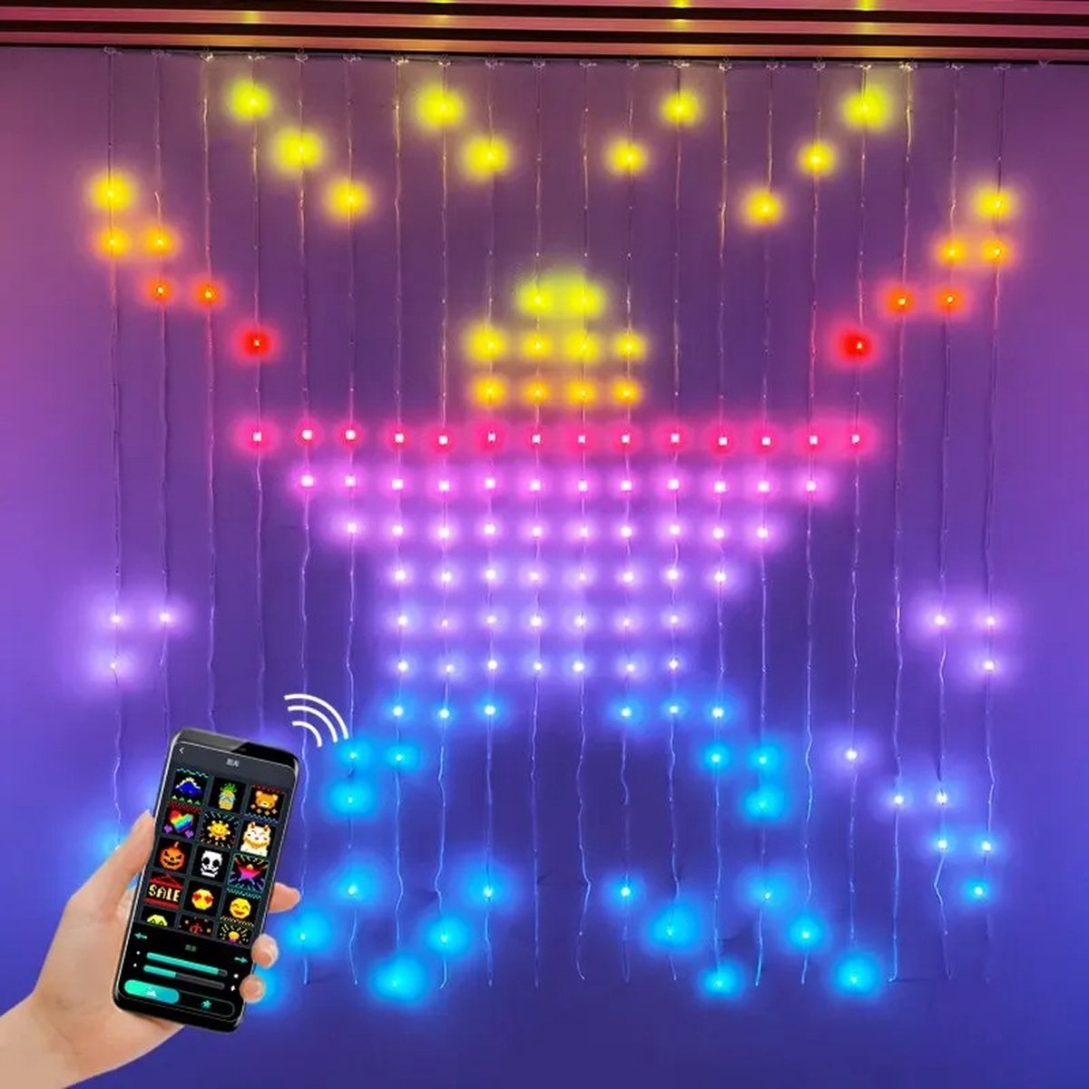 Slim Lichtgordijn - LED Gordijn - 400 Leds - Slimme App Gordijnverlichting - Led Lichtsnoer - IP65 Waterdicht - Programmeerbaar Patroon En Tekst - 2x2 Meter - Kerst Bruiloft Slaapkamer Decor