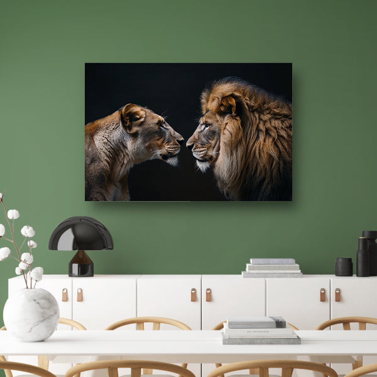 Leeuwen schilderijen - Dieren wanddecoratie - Muurdecoratie Liefde - Woonkamer decoratie industrieel - Canvas keuken - Decoratie muur canvas 120x80 cm