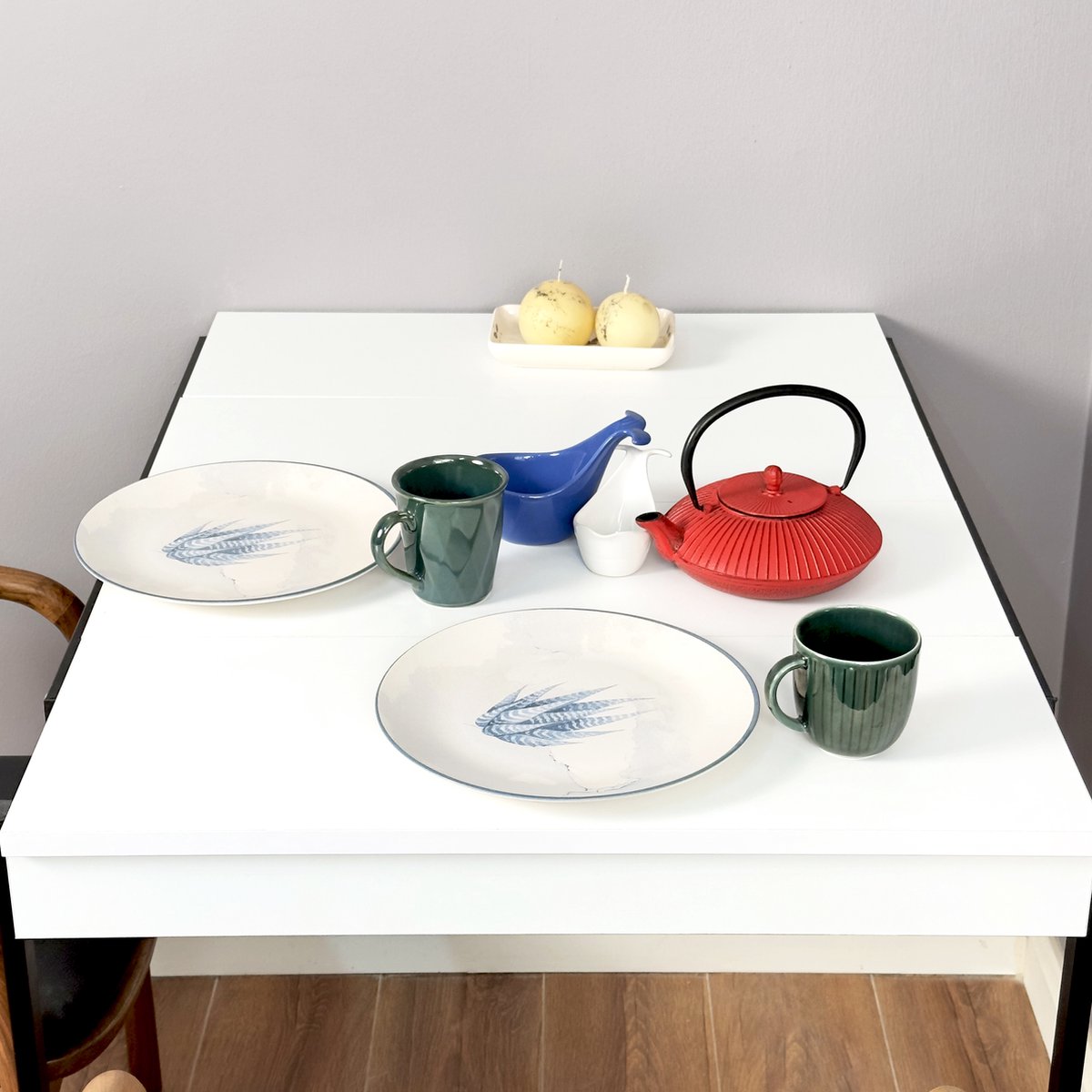 Opklapbare Tafel - Keukentafel - Wandtafel - Murphy Opvouwbare Tafel - Wandbureau - Bureau Inklapbaar - Multifunctioneel bureau & Plank - MDF - Wit