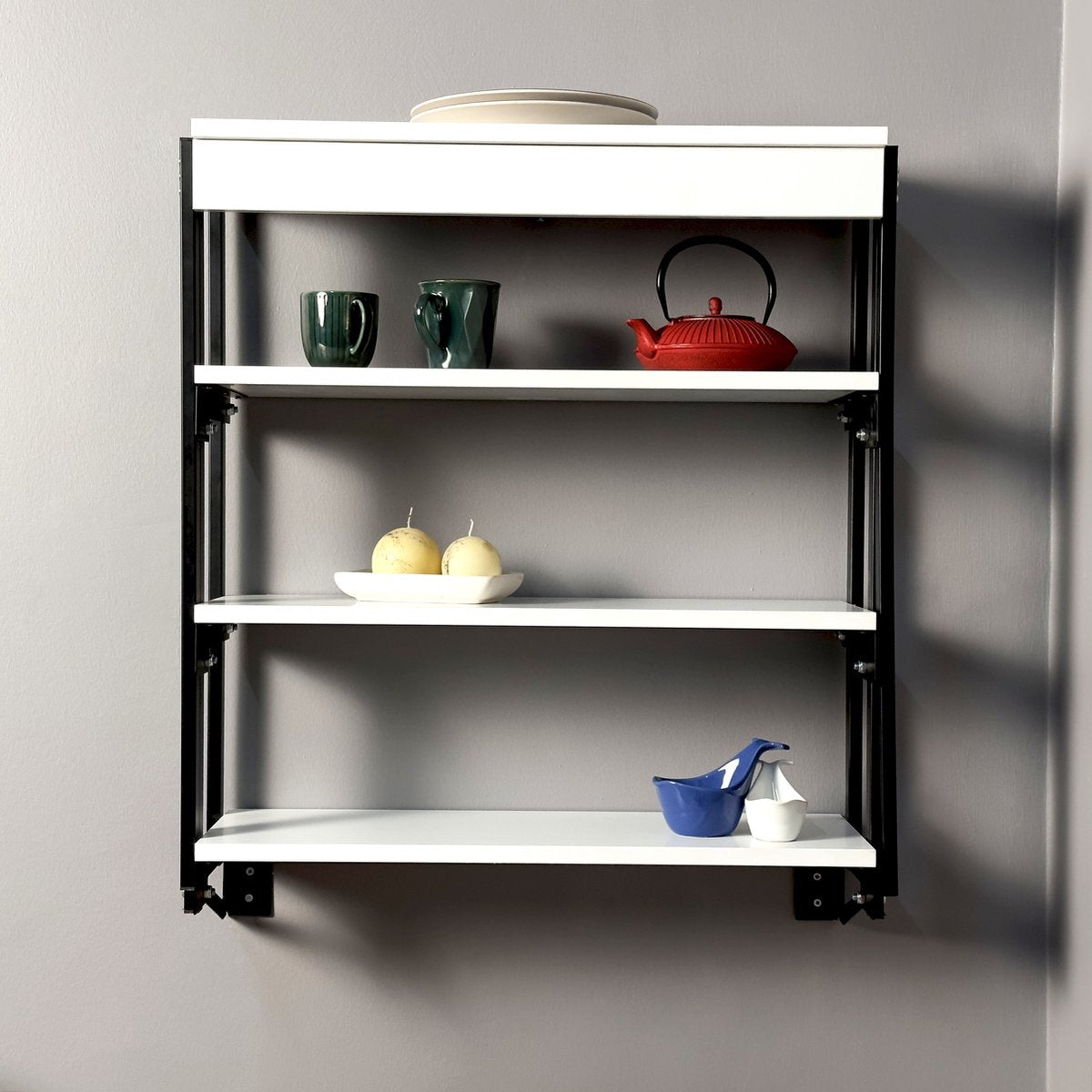 Opklapbare Tafel - Keukentafel - Wandtafel - Murphy Opvouwbare Tafel - Wandbureau - Bureau Inklapbaar - Multifunctioneel bureau & Plank - MDF - Wit