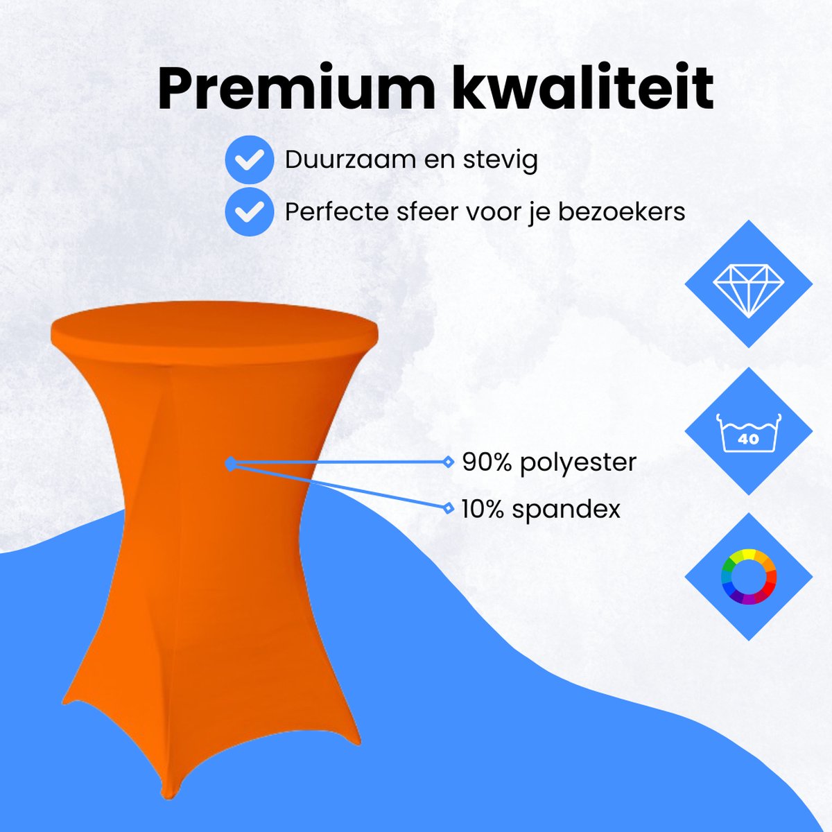 Statafelrok Oranje 4x – Extra dik & Sterk - ∅80-85 x 110 cm – Tafelhoezen voor Statafel – Partytafel Tafelrok – Stretch 4 stuks Statafelhoes - Sta Tafel Hoes - Staantafelhoes – Bruiloft - Robuust en weerbestendig – Cocktailparty