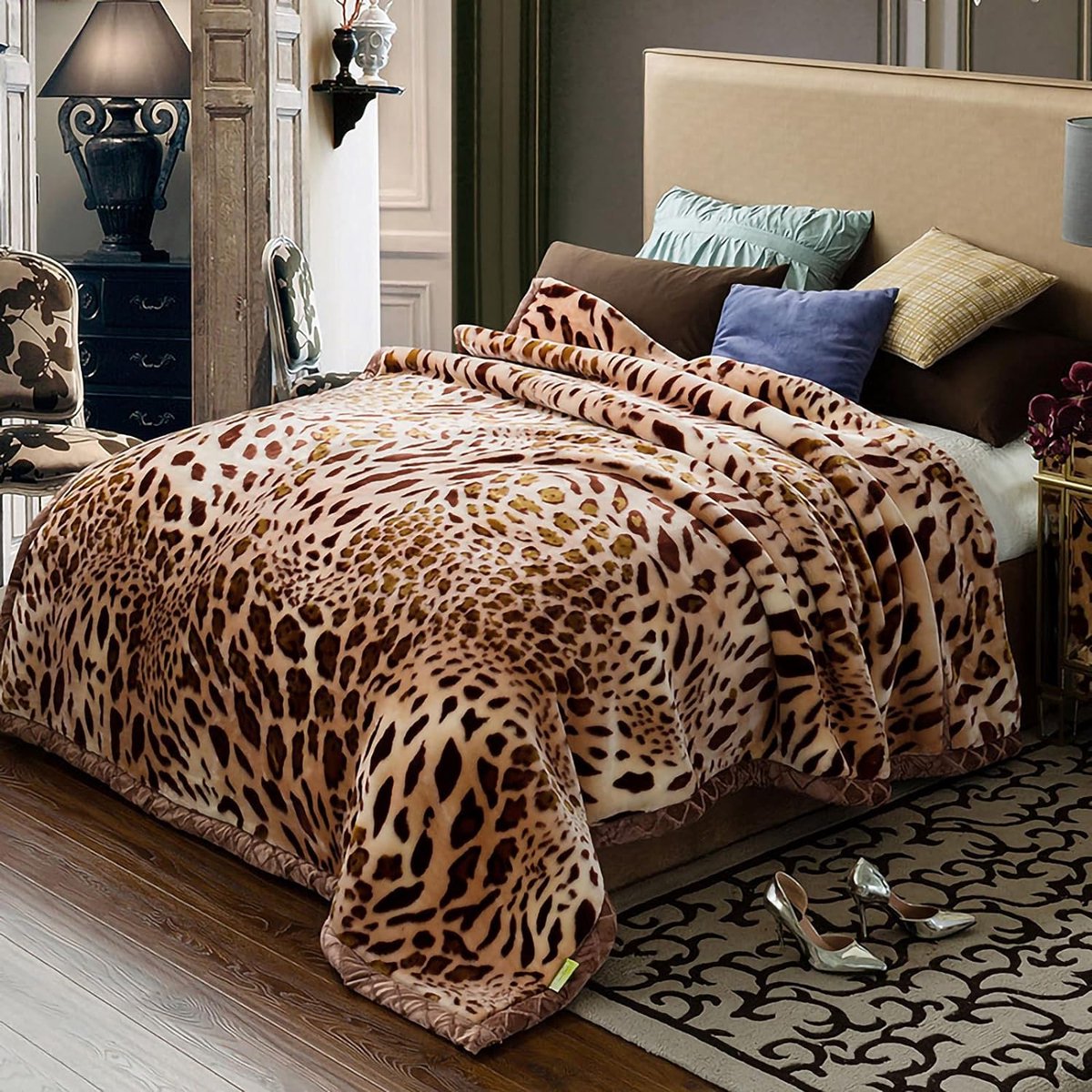 IBBO Shop - Luxe Flanel Fleece Dikke Bed Deken Vol - Plaid deken - Afmeting 200x230cm - Zacht en warme Fleece deken - 2 Ply Reversible Raschel Bed Blanket for Autumn Winter - Ademend & Wasbaar - 5 Kg