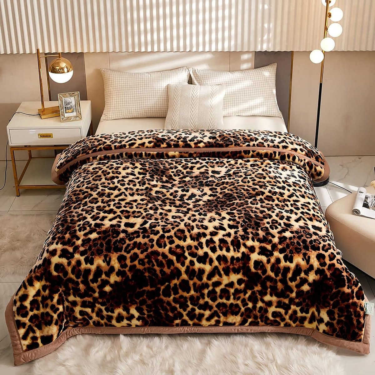 IBBO Shop - Luxe Flanel Fleece Dikke Bed Deken Vol - Plaid deken - Afmeting 200x230cm - Zacht en warme Fleece deken - 2 Ply Reversible Raschel Bed Blanket for Autumn Winter - Ademend & Wasbaar - 5 Kg