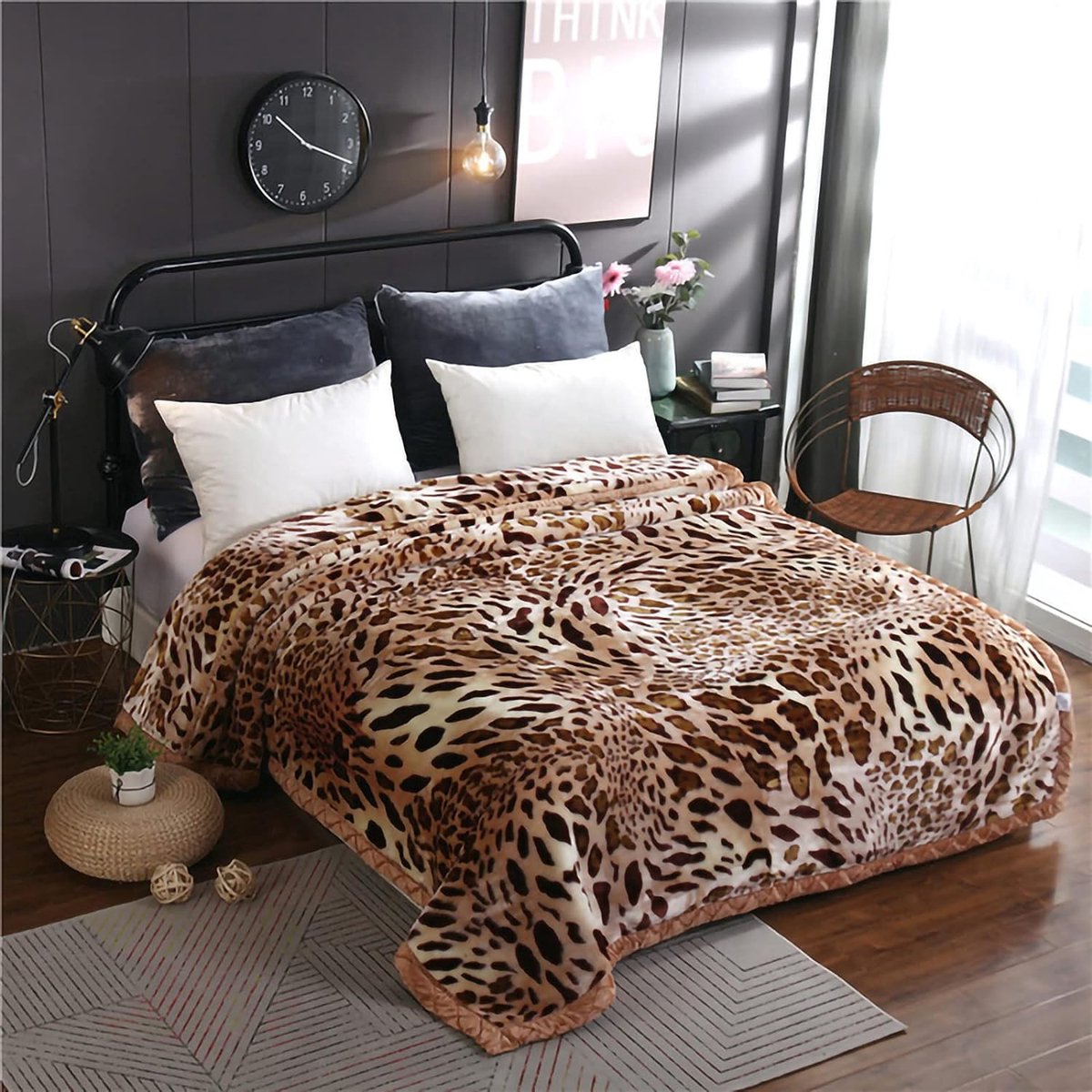 IBBO Shop - Luxe Flanel Fleece Dikke Bed Deken Vol - Plaid deken - Afmeting 200x230cm - Zacht en warme Fleece deken - 2 Ply Reversible Raschel Bed Blanket for Autumn Winter - Ademend & Wasbaar - 5 Kg