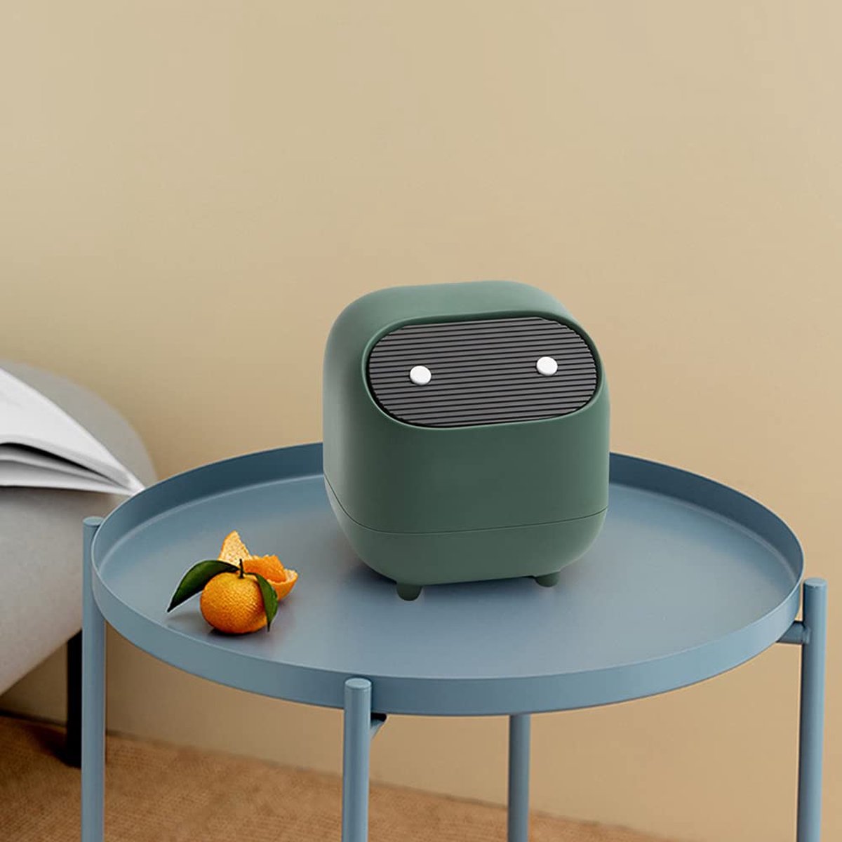 Tafelbak, Tafelbak met Deksel, Dubbellaags Kleine Prullenbak Kleine Ninja Vorm Desktopbak met Schuifdeksel, Geurisolatie voor Keuken, Badkamer, Bureau