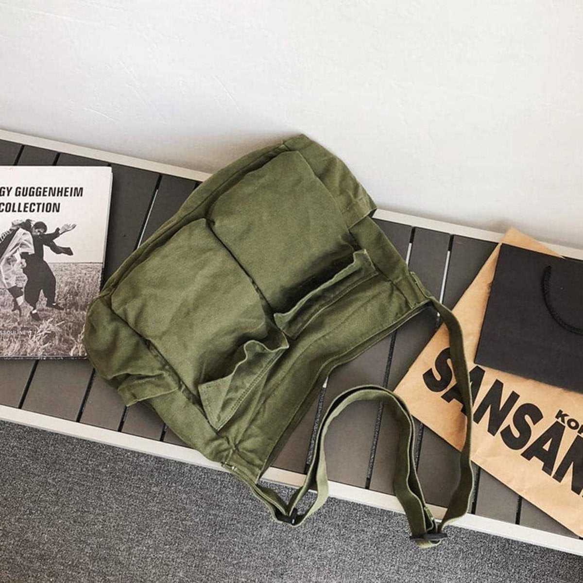 Canvas Messenger Bag Hobo Crossbody Tas met Grote Capaciteit - Casual Tassen Schoudertas voor Dames en Heren - Praktische Schoudertas met Meerdere Zakken.