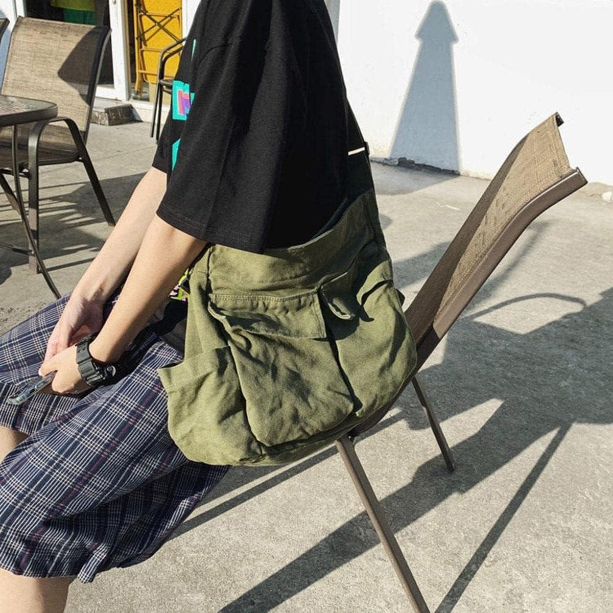 Canvas Messenger Bag Hobo Crossbody Tas met Grote Capaciteit - Casual Tassen Schoudertas voor Dames en Heren - Praktische Schoudertas met Meerdere Zakken.