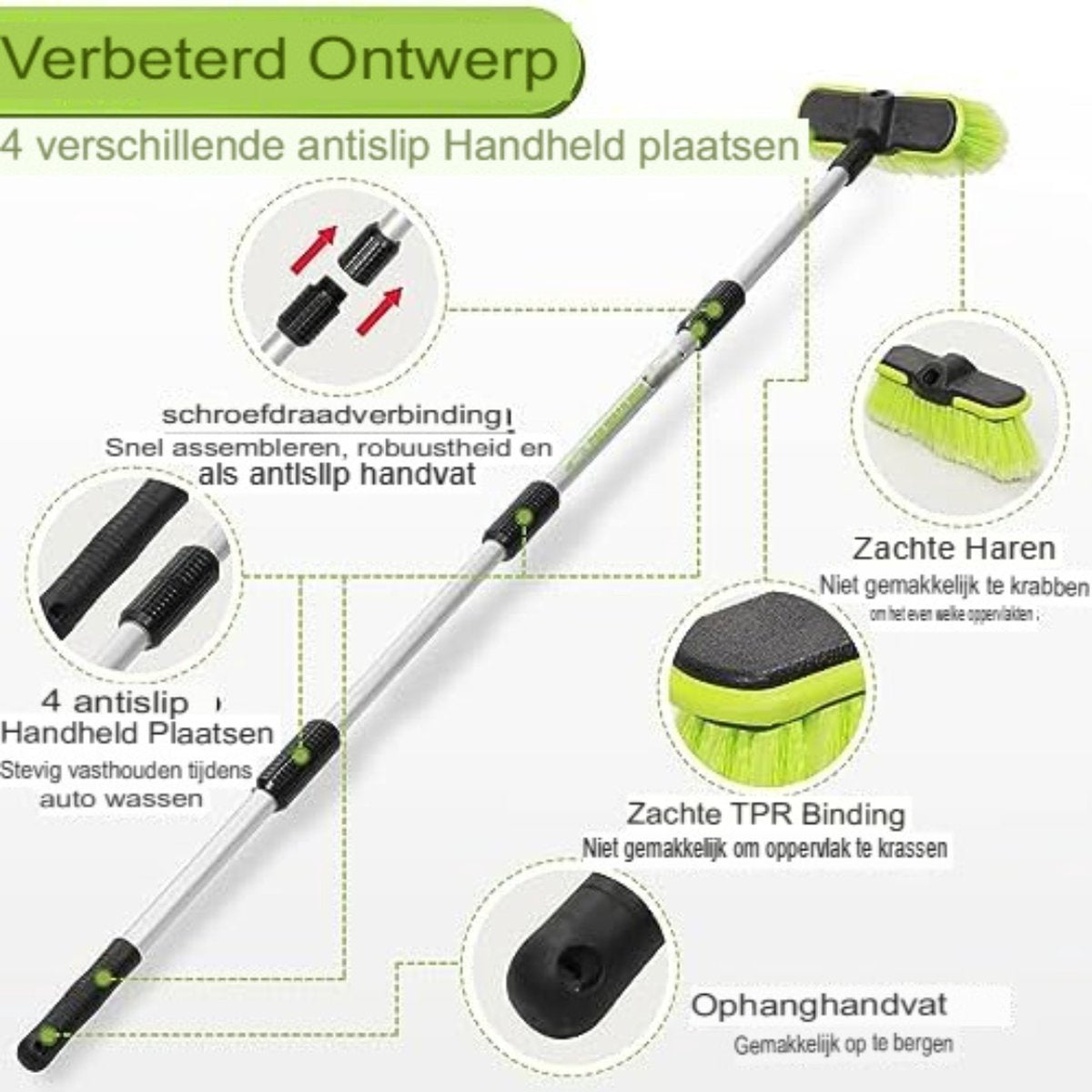 Telescopische Wasborstel - Uitschuifbare Wasborstel - Waterbezem Met Uitschuifbare Steel - Waterborstel
