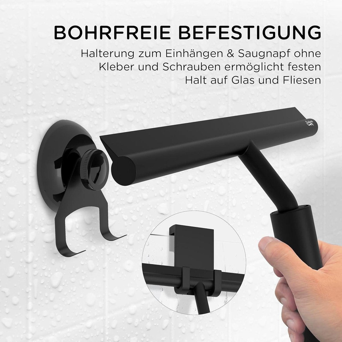 Uittrekbare Douchewisser Zwart - Trekker Douche met 100 cm Telescoopstang | Douchecabinetrekker Douchewisser Raamreiniger - Badkamerwisser Watertrekker - voor Badkamer Magnetische Ruitenwasser