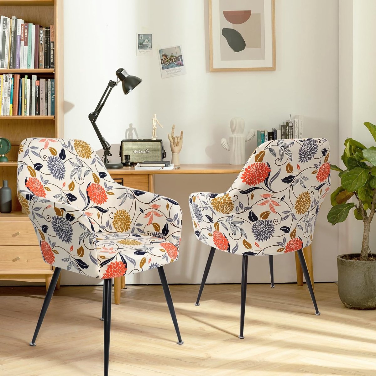 Stoelhoezen, rekbare stoelhoes, set van 2, kantelbare stoelen met armleuningen, afneembare hoes voor bureaustoelen, eetkamerstoelen, make-uptafel, stoel, keukenstoelen