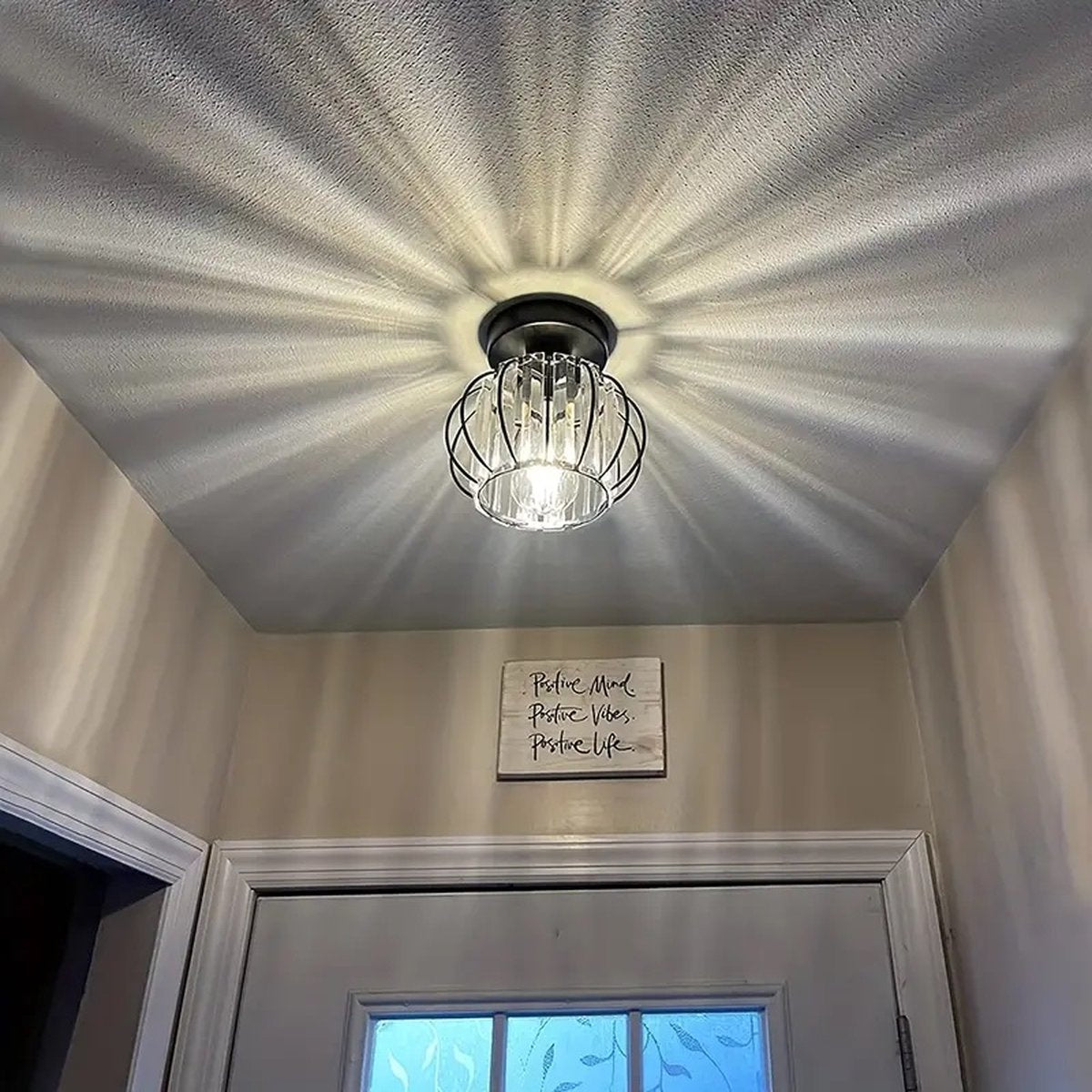 Modern Crystal Ceiling Lamp - LED Round Crystal - Chandelier - Black - Aisle or Hallway Lamp - Crystal Led Lamp - Ceiling Light