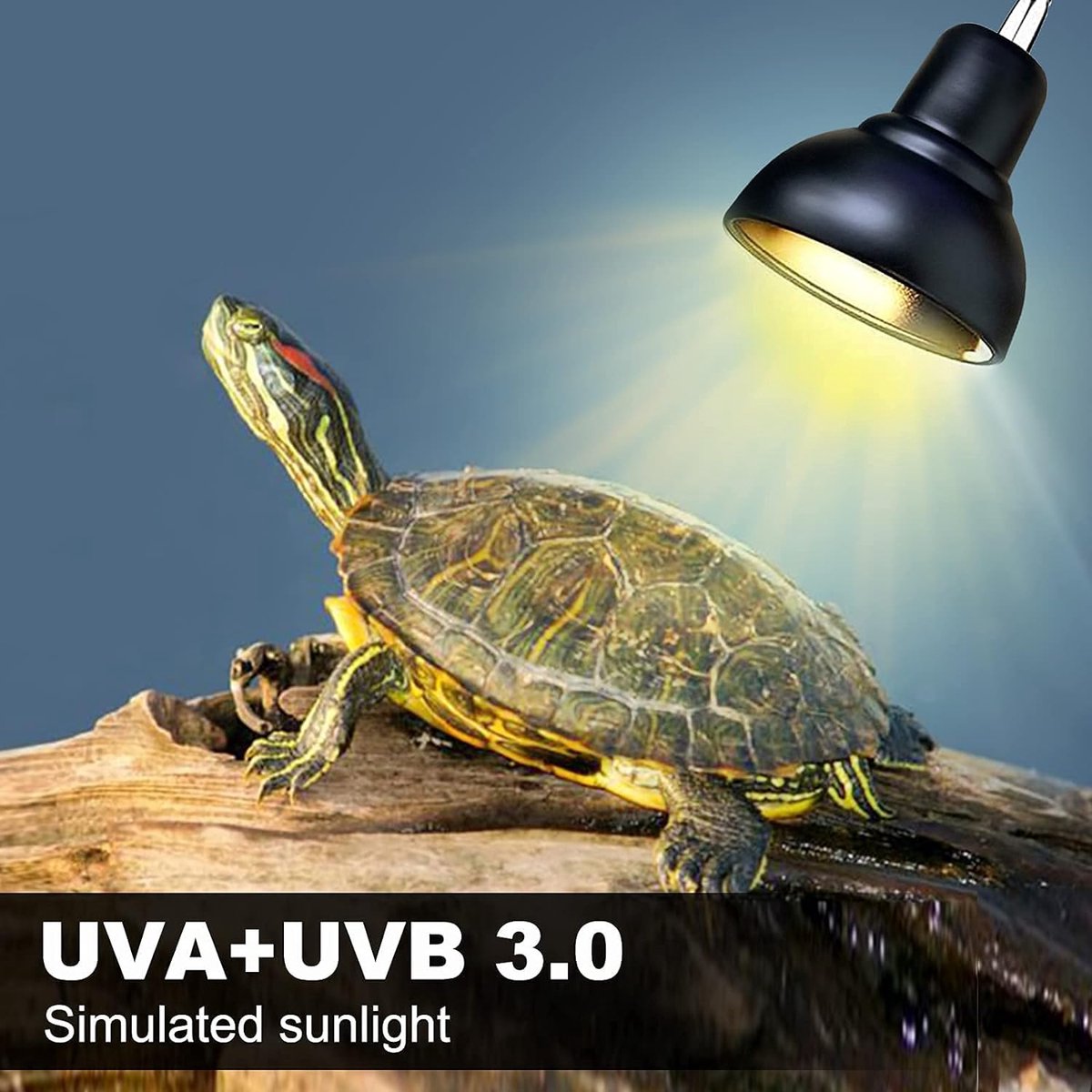 Terrarium Warmtelamp - Clip-on Systeem - Inclusief 2 UVA UVB 25W Zonnespot Gloeilampen - 360° Draaibare Klem - Geschikt voor Aquarium en Terrarium - Ideaal voor Schildpadden, Slangen, Hagedissen - Zwart