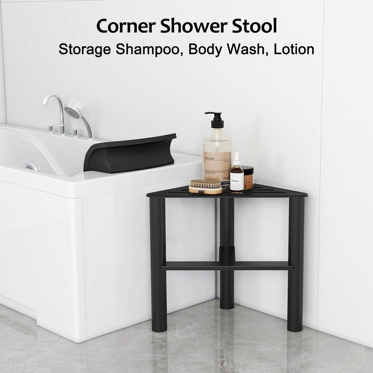 Metal Corner Shower Bench Stool Waterproof | For Inside Shower | Foot Rest Bench Bathroom | Shower Stool Seat For Shaving Legs | pop up stool