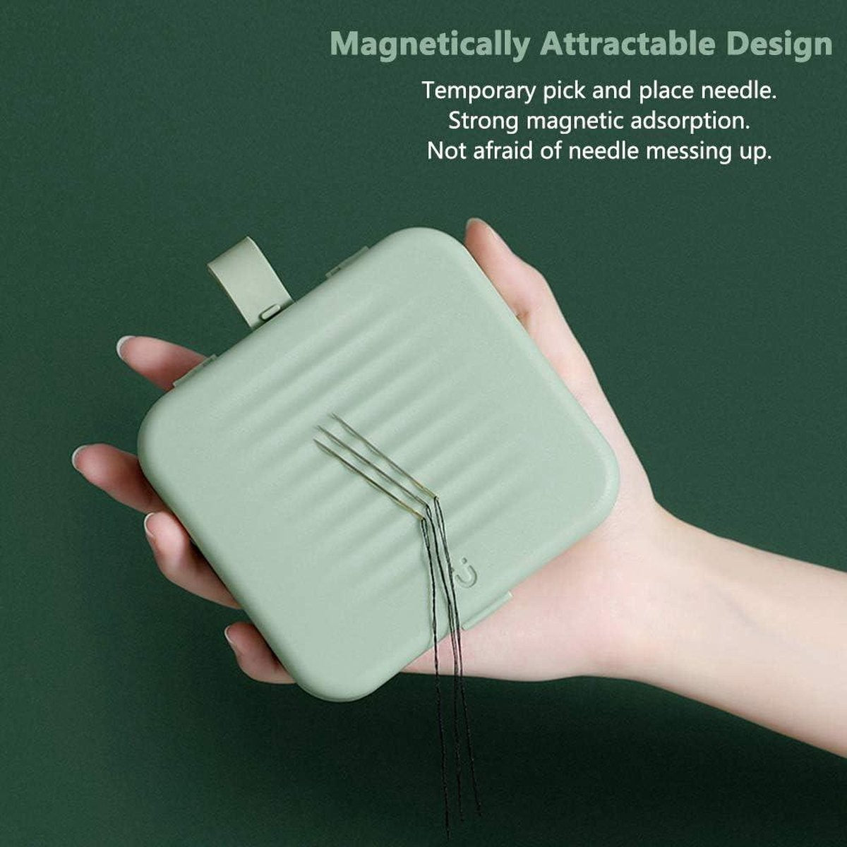 Magnetic Sewing Box Portable Travel Household Emergency Small Sewing Accessories Storage Box - Green camping for beginners