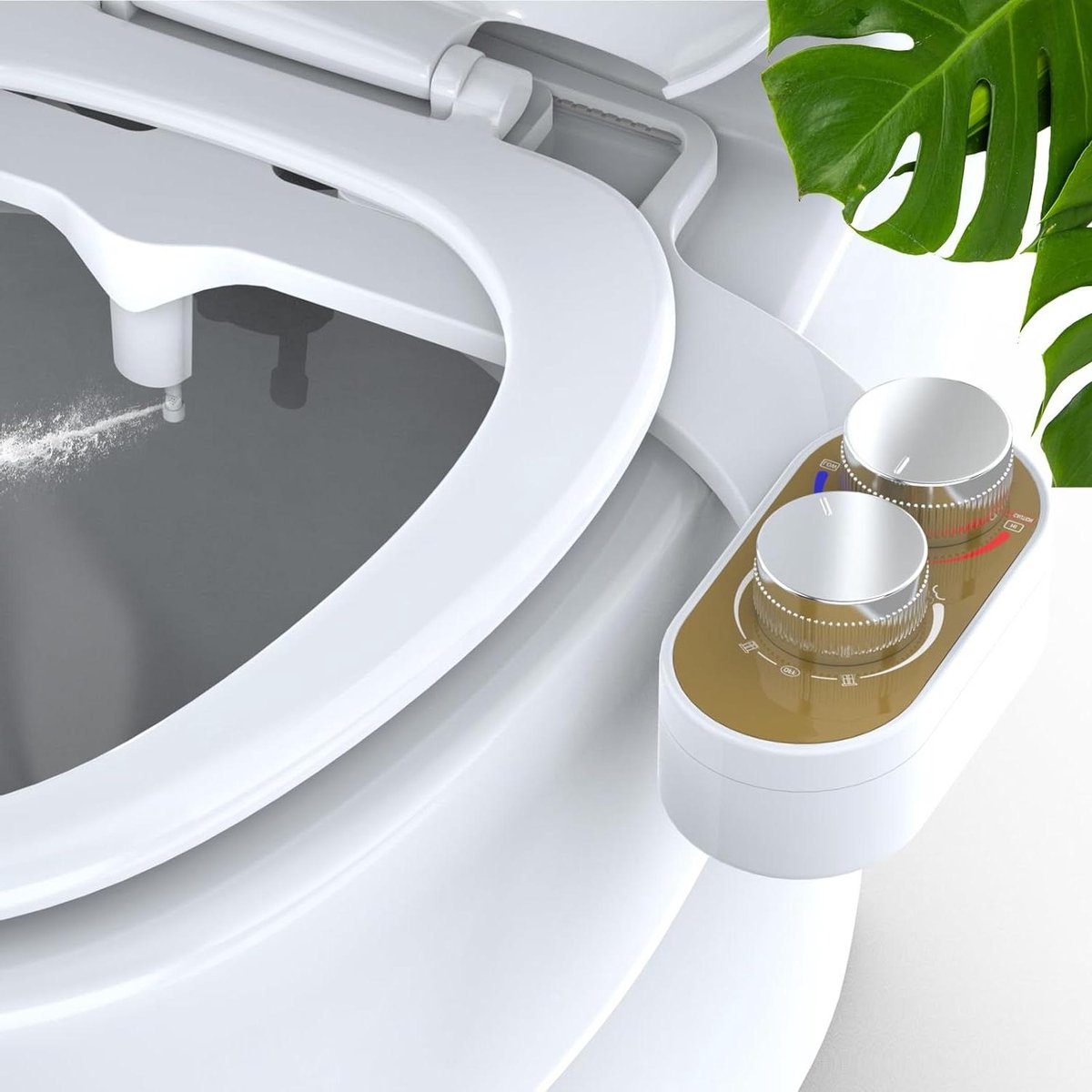 Retractable self-cleaning bidet attachment for toilet - dual nozzles - adjustable water pressure - posterior wash - warm water - hygienic - Taharet - toilet seat attachment