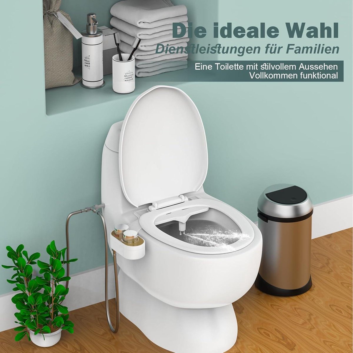 Retractable self-cleaning bidet attachment for toilet - dual nozzles - adjustable water pressure - posterior wash - warm water - hygienic - Taharet - toilet seat attachment