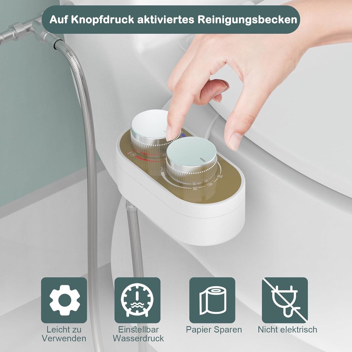 Retractable self-cleaning bidet attachment for toilet - dual nozzles - adjustable water pressure - posterior wash - warm water - hygienic - Taharet - toilet seat attachment