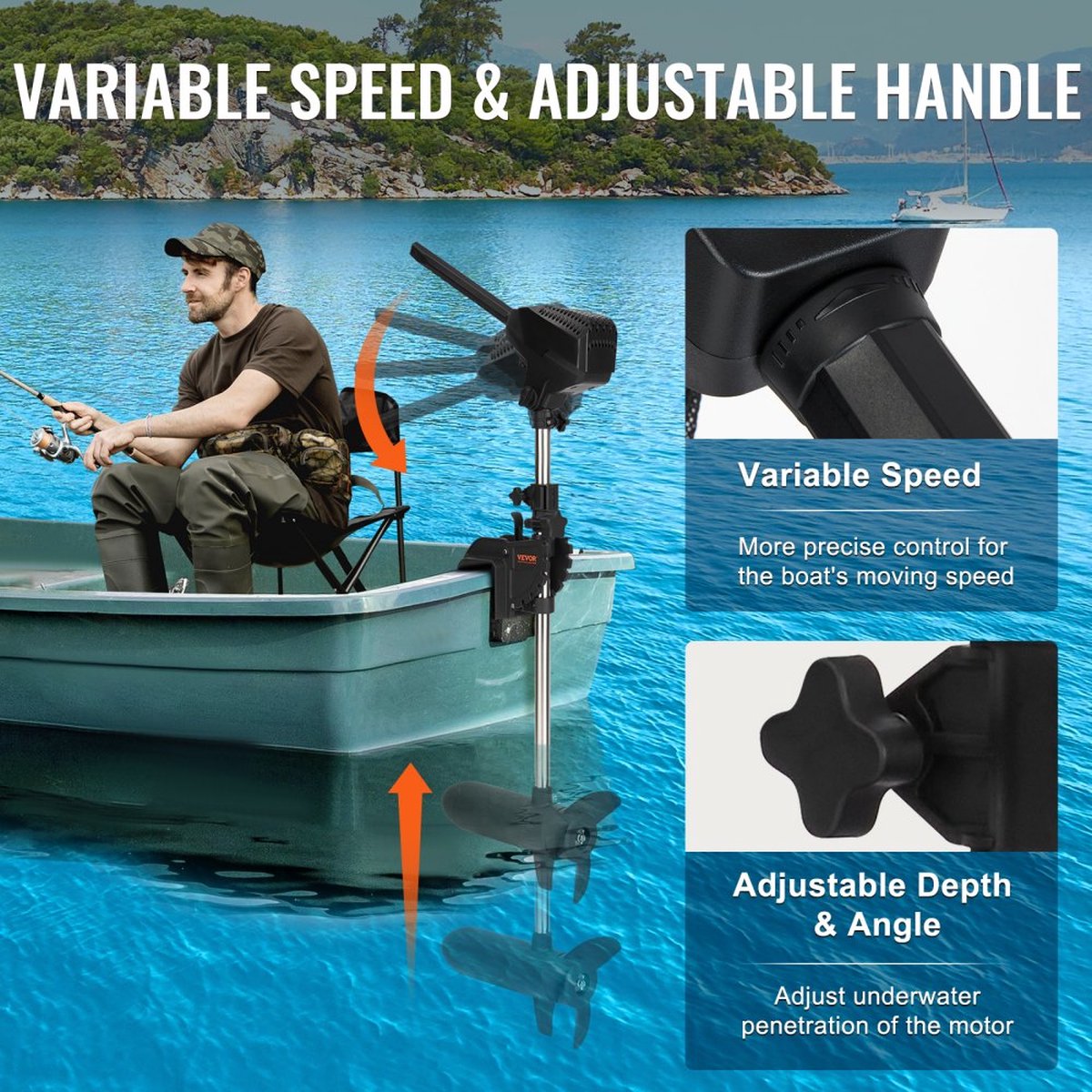 elektromotor 24V vaarbewijsvrije bootmotor elektrische boot buitenboordmotor 1500-1700rpm vooruit/achteruit versnellingen selecteerbare elektromotor golflengte instelbaar 10 LED displays