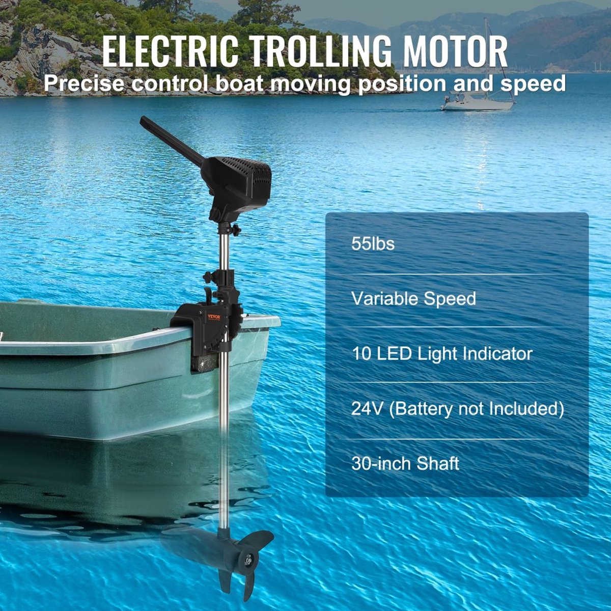 elektromotor 24V vaarbewijsvrije bootmotor elektrische boot buitenboordmotor 1500-1700rpm vooruit/achteruit versnellingen selecteerbare elektromotor golflengte instelbaar 10 LED displays