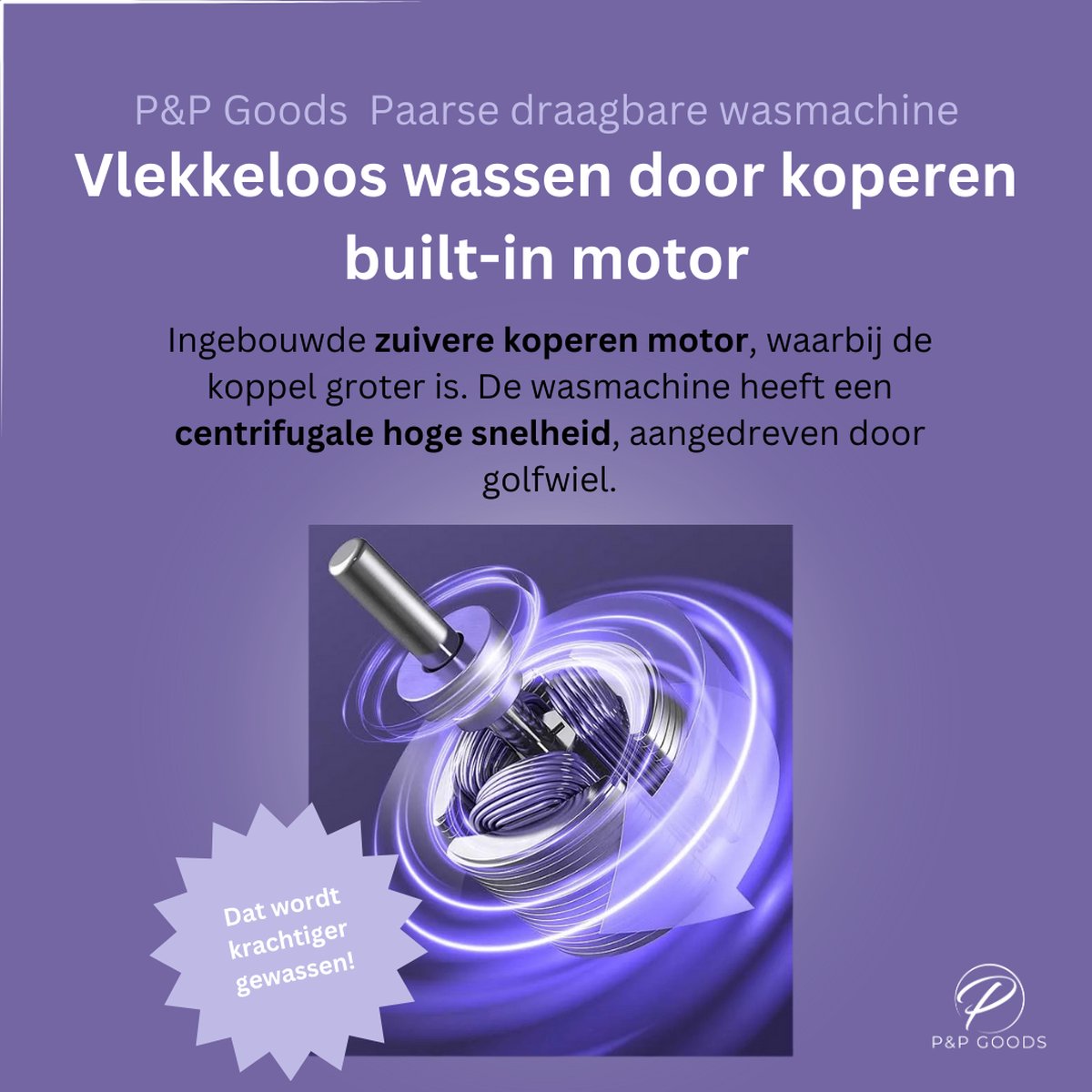 P&P Goods Mini Wasmachine - Draagbaar - Opvouwbare Wasmachine - Handwasmachine - 8 Liter Capaciteit - Ideaal voor Studenten & Camping - Paars