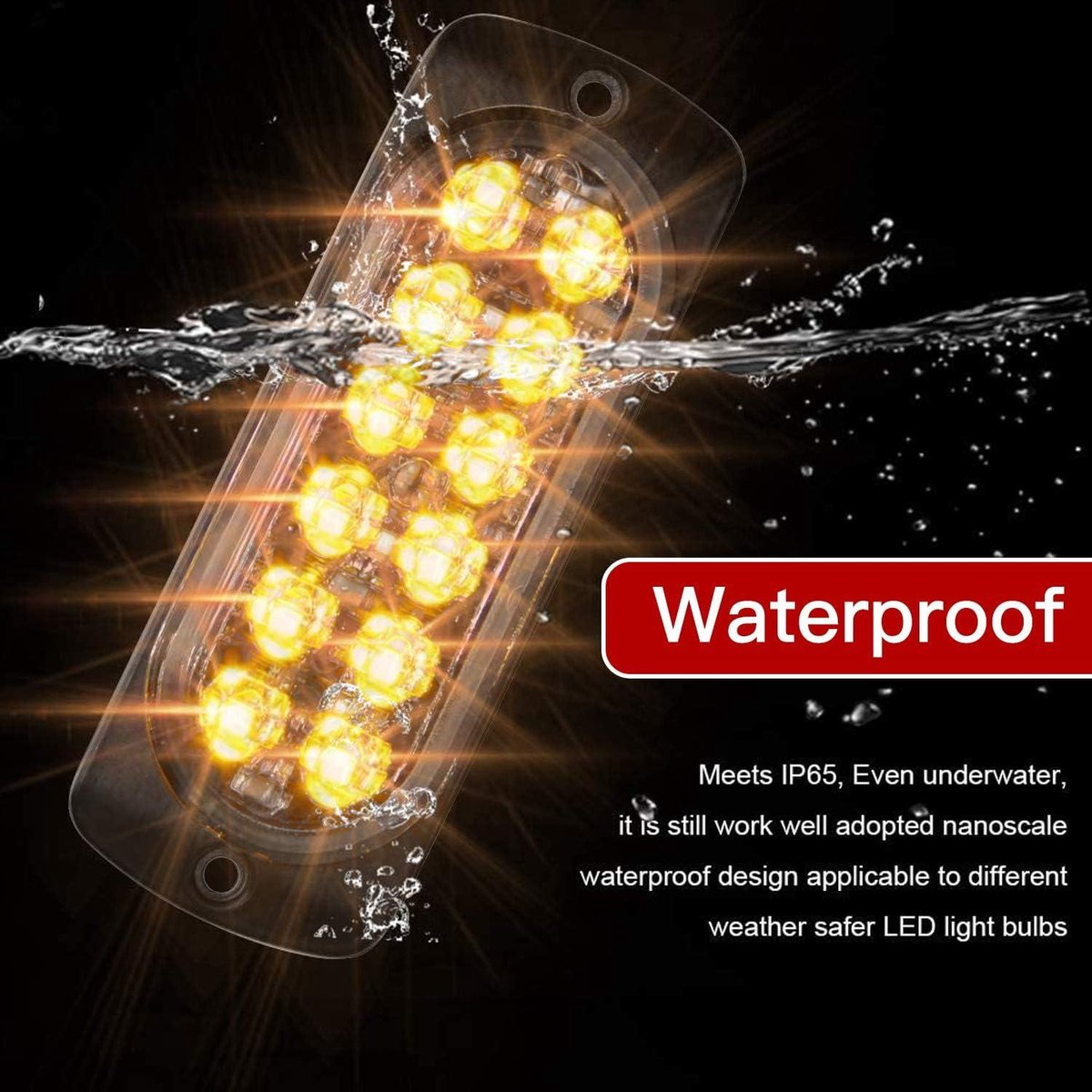 LED-noodstroboscoopknipperlichten 12-24 V voor auto's - waarschuwingslicht frontflitser - oranje flitser - knipperlicht auto vrachtwagen Vrachtwagen Accessoires