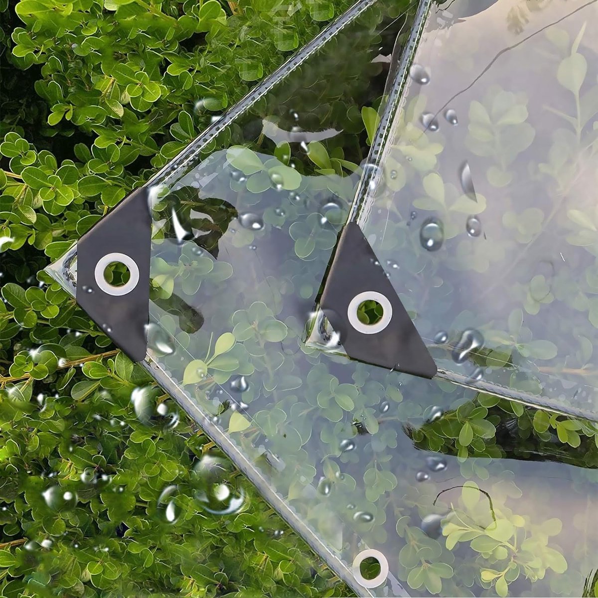 Waterdicht transparant PE-zeil met ingeperste ringen, weerbestendig, opvouwbaar, regenbescherming voor tuinmeubelen, planten en kassen, geschikt voor camping, balkon, afdekzeil, waterdicht, 2x4