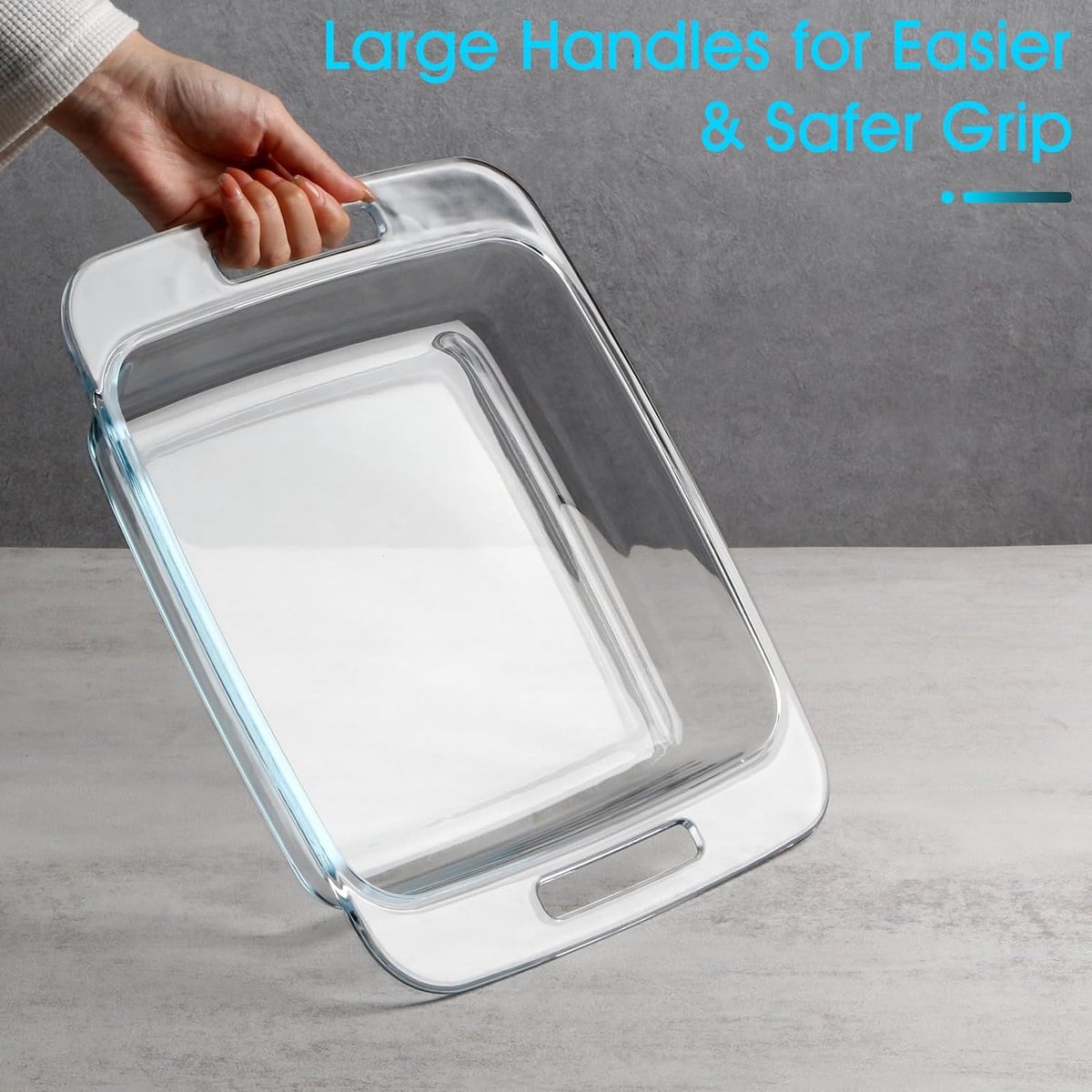 Glazen ovenschotel voor oven, grote ovenschaal, glazen ovenschaal voor lasagne, rechthoekige ovenschaal, lasagne, glazen vorm, braadpan, langwerpige ovenschaal (3,0 liter)