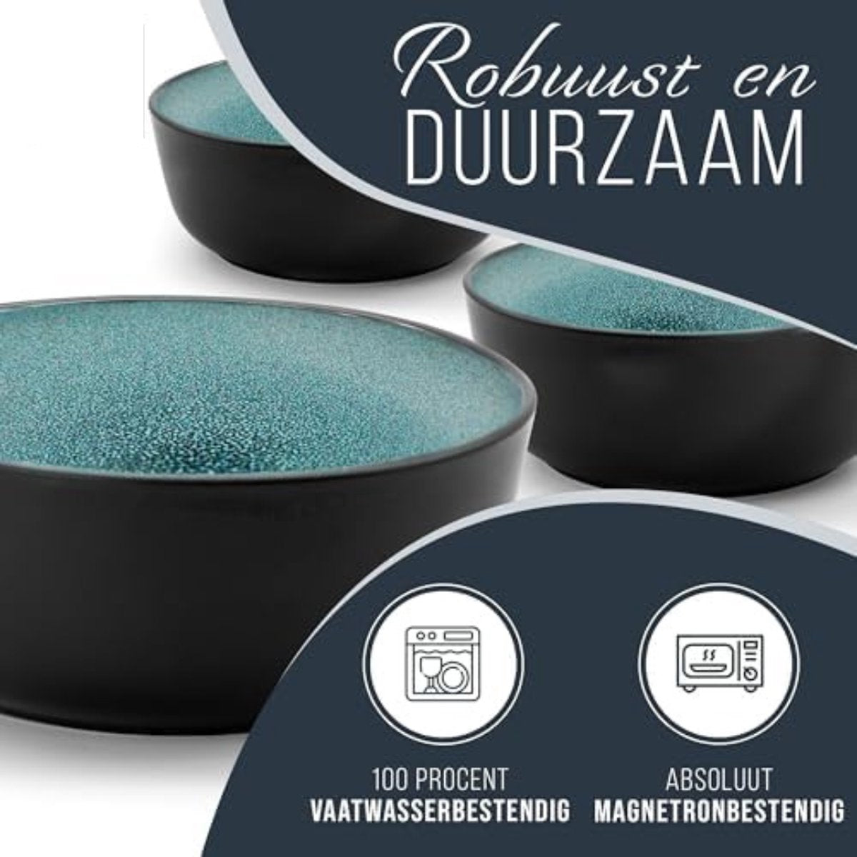 Bordenset 24-delig - Servies bordenset - Zwarte bordenset
