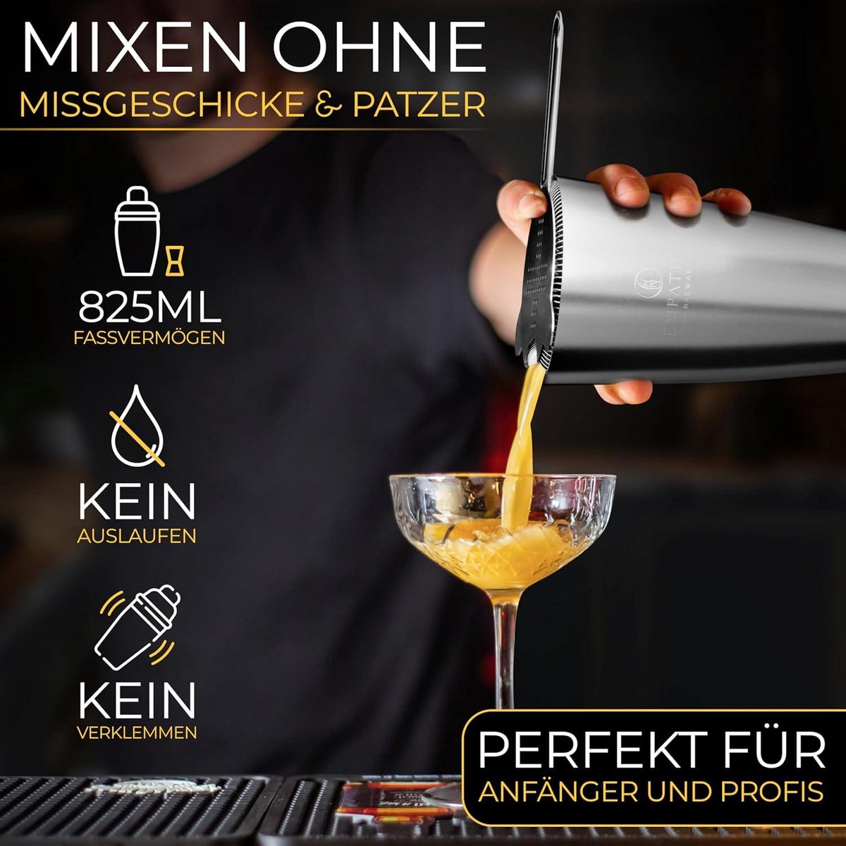 Boston Cocktail Set 825 ml RVS - Professionele Shakerset met Standaard en Receptenboek