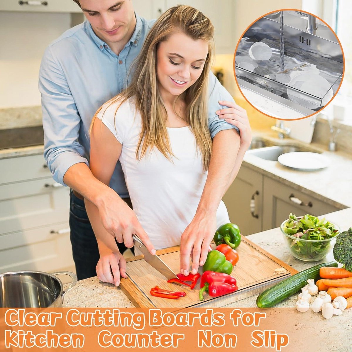 Cutting board with a counter-lip transparent glass worktop protector 157 x 118 inches - Large cutting board for countertop - Kitchen gifts