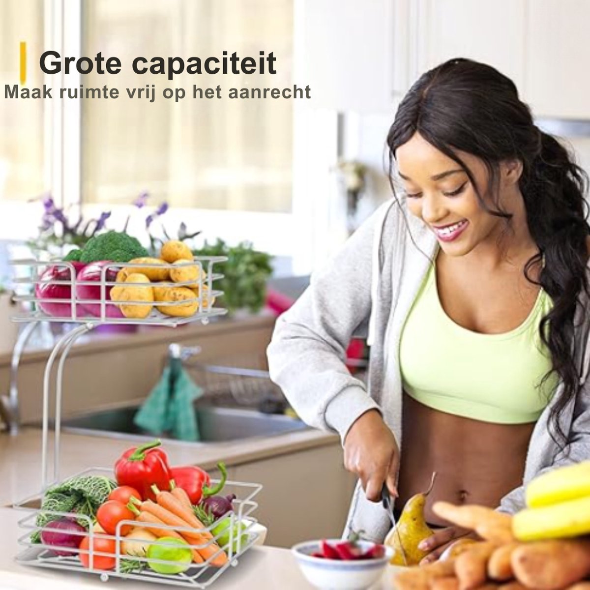 Fruitschaal - Fruitmand - Stijlvol Ontworpen - Modern Ontwerp - Fruit Etagere - Groentemand