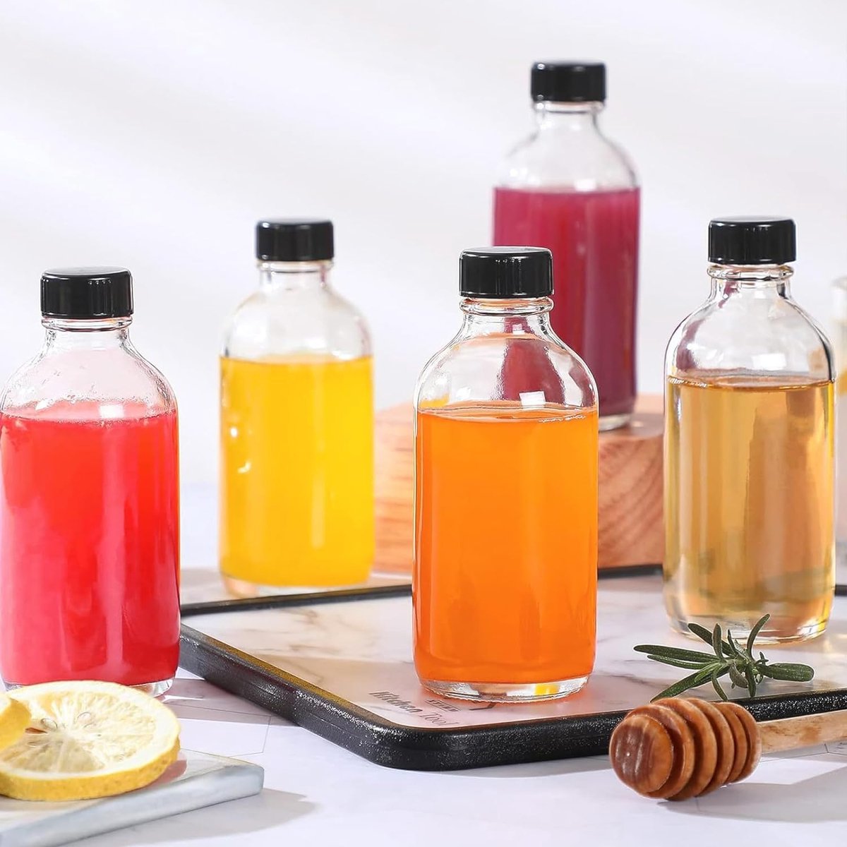 12 borrelflesjes om te vullen, 60 ml, kleine mini-flesjes om te vullen, glazen mini-flesjes met deksel, kleine glazen flesjes, borrelflesjes met trechter voor gember, whisky