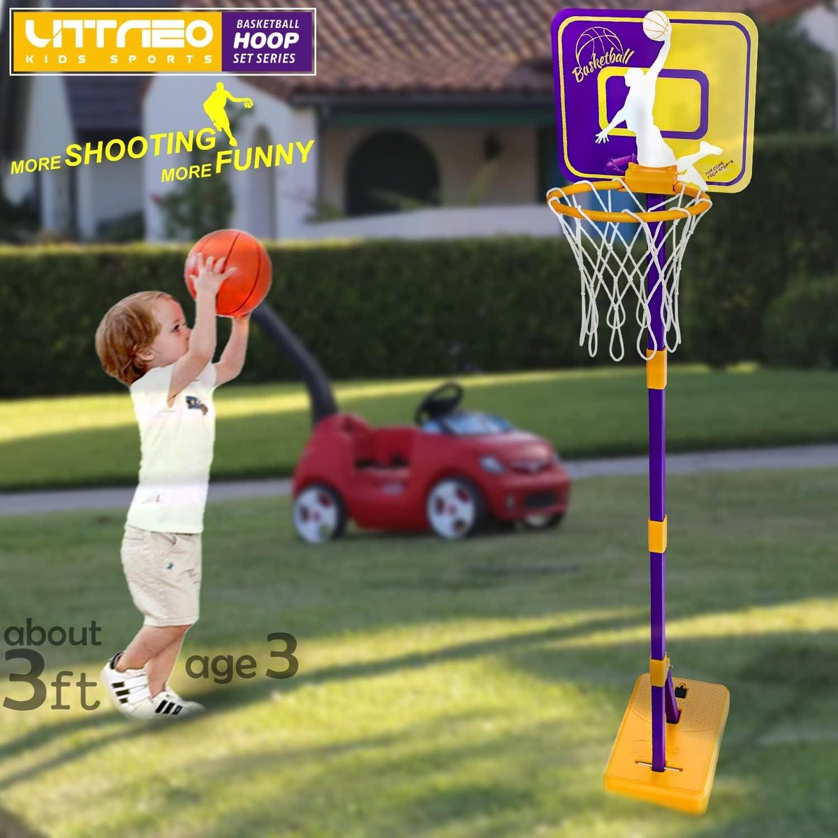 Basketbalkorf voor kinderen in hoogte verstelbaar - 93-161 cm - mini-basketbalnet - outdoor indoor - cadeaus voor kinderen van 3 tot 6 jaar - verjaardag Pasen Kerstmis