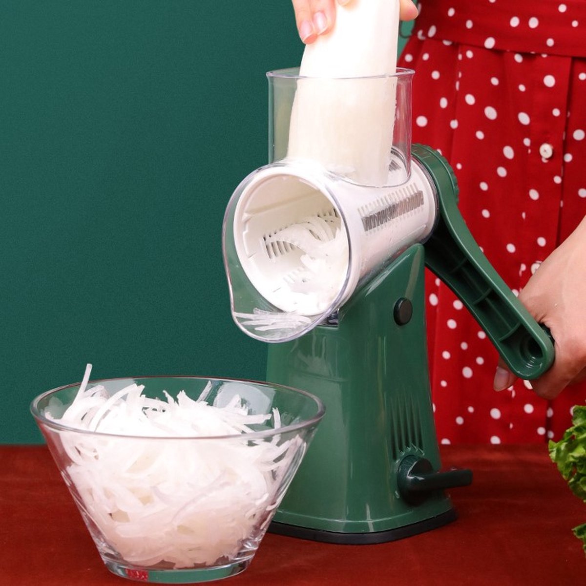 Trommelrasp Groen Retro - Raspmolen Aardappelrasp - Groentesnijder