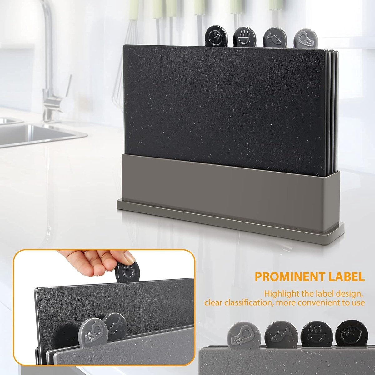 Cutting Board Set With Holder - Kitchen Utensils - Modern Design - Cutting Board - Cutting Board Set - Cutting Boards Set - Cutting Boards - Must-Have For The Kitchen!