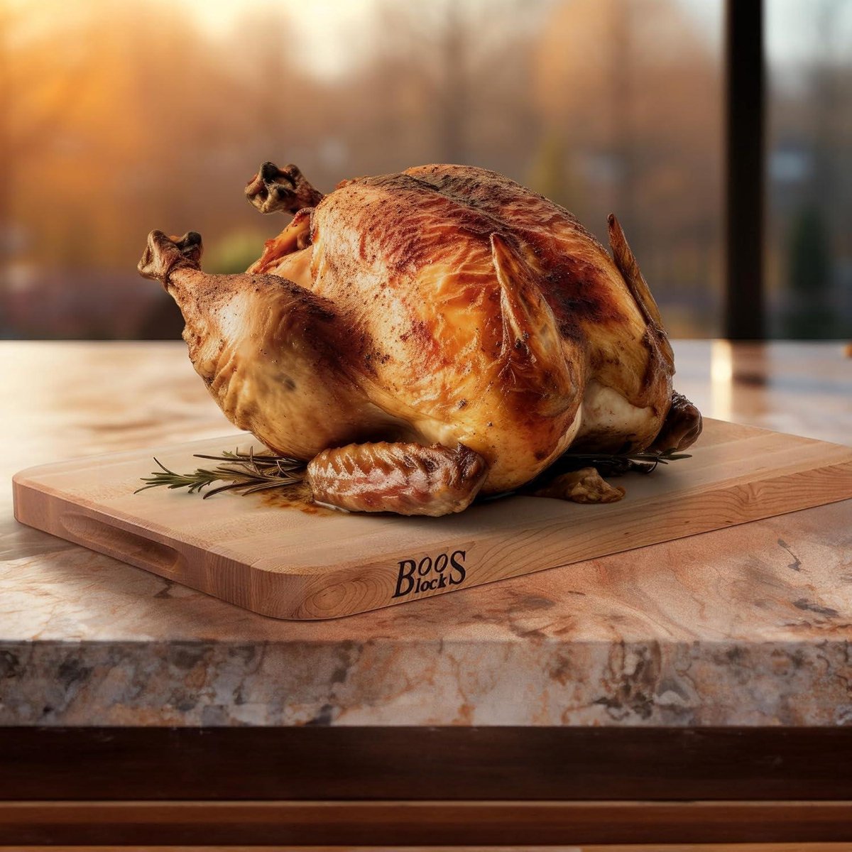 Professional cutting board - Large size - Maple wood - Antibacterial - With handle - 457x305x32 cm butcher block